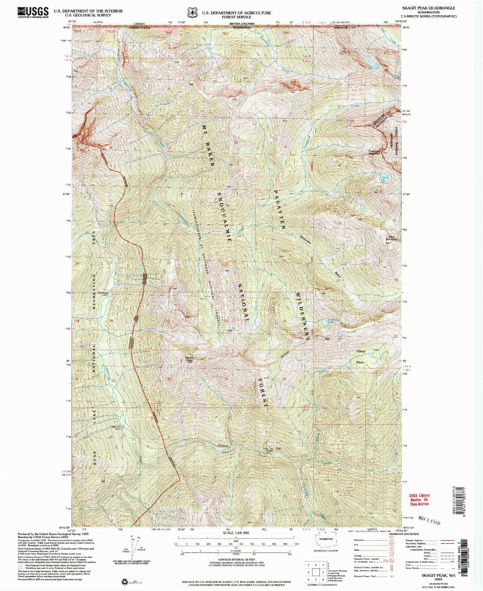 USGS 1:24000-SCALE QUADRANGLE FOR SKAGIT PEAK, WA 2002