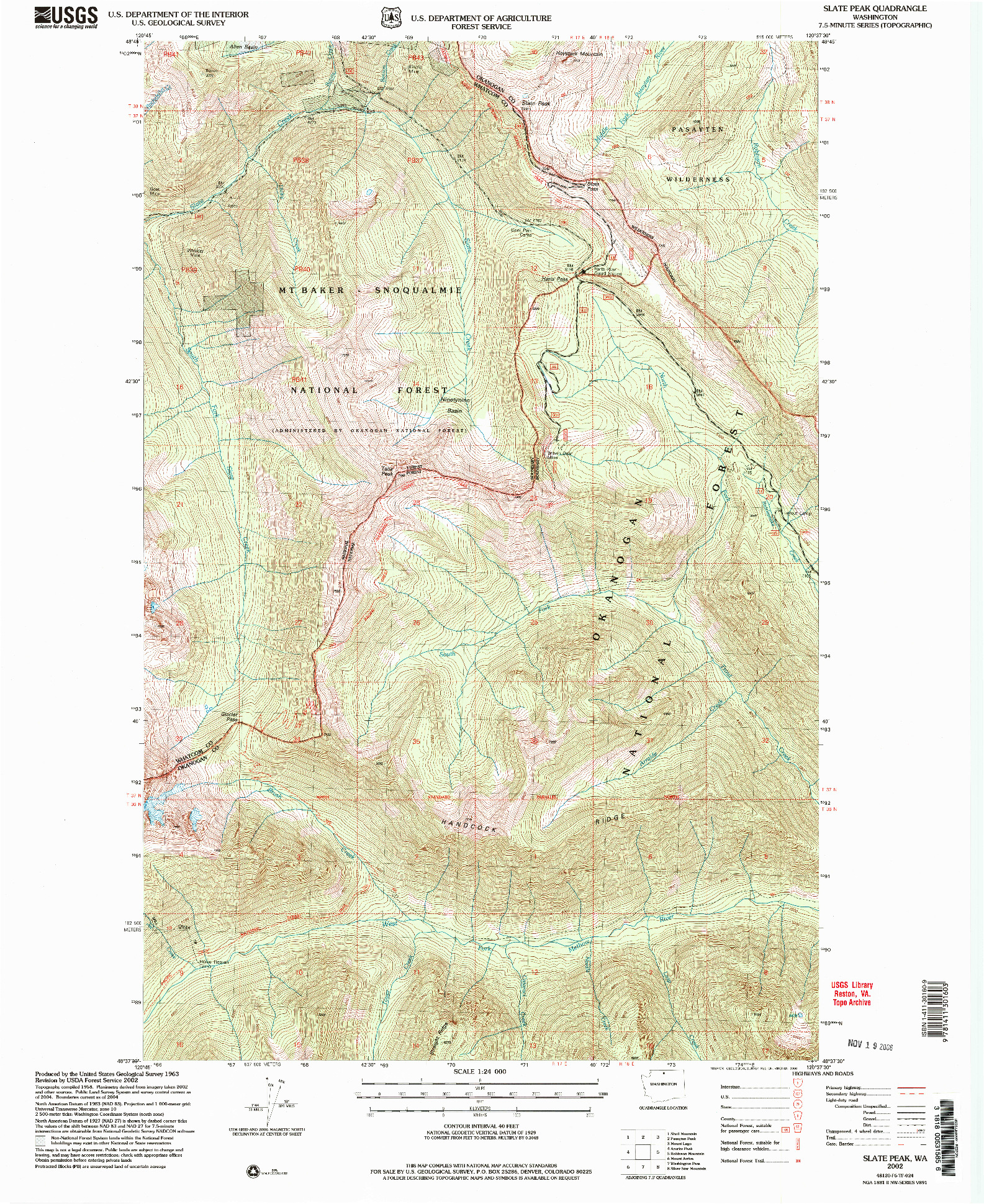 USGS 1:24000-SCALE QUADRANGLE FOR SLATE PEAK, WA 2002