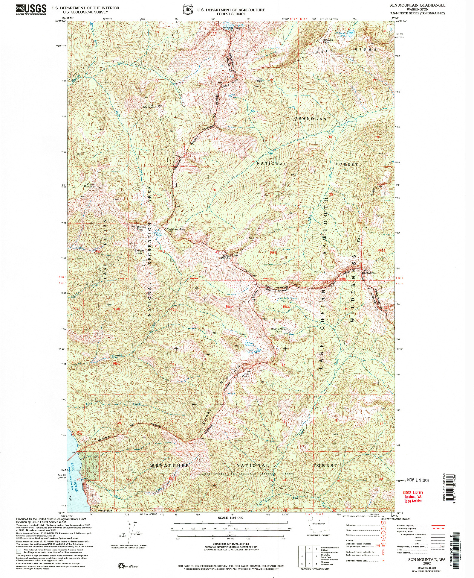 USGS 1:24000-SCALE QUADRANGLE FOR SUN MOUNTAIN, WA 2002