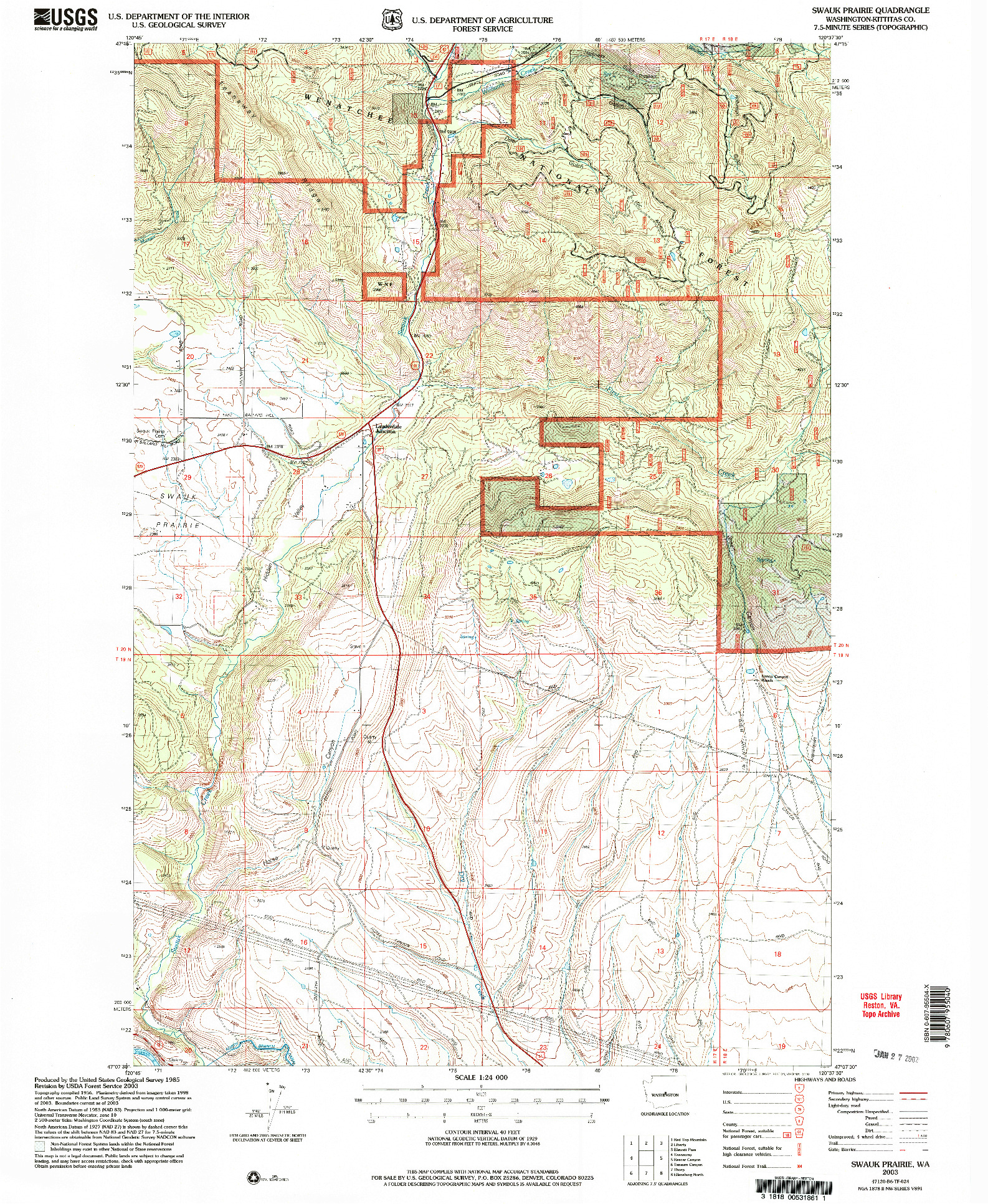 USGS 1:24000-SCALE QUADRANGLE FOR SWAUK PRAIRIE, WA 2003