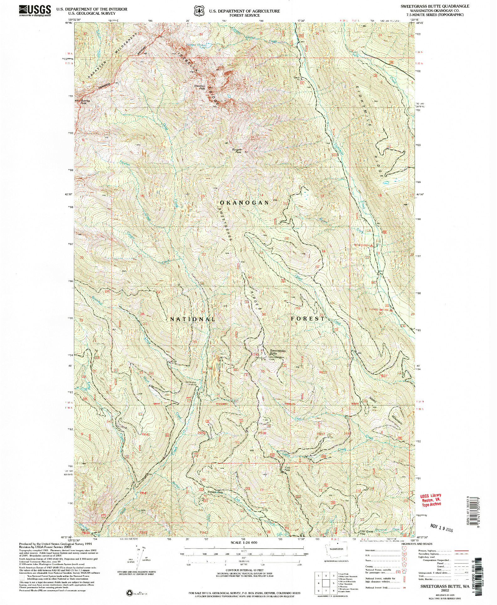 USGS 1:24000-SCALE QUADRANGLE FOR SWEETGRASS BUTTE, WA 2002