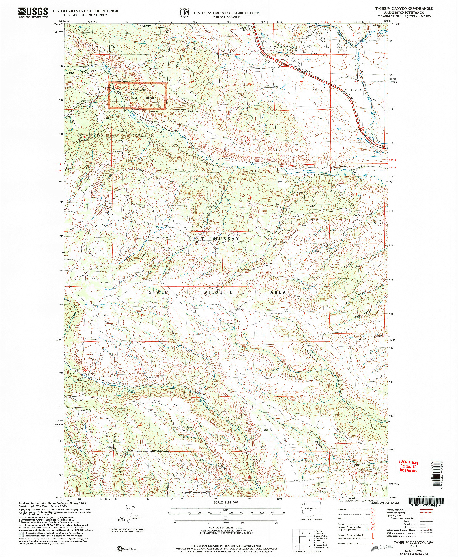 USGS 1:24000-SCALE QUADRANGLE FOR TANEUM CANYON, WA 2003
