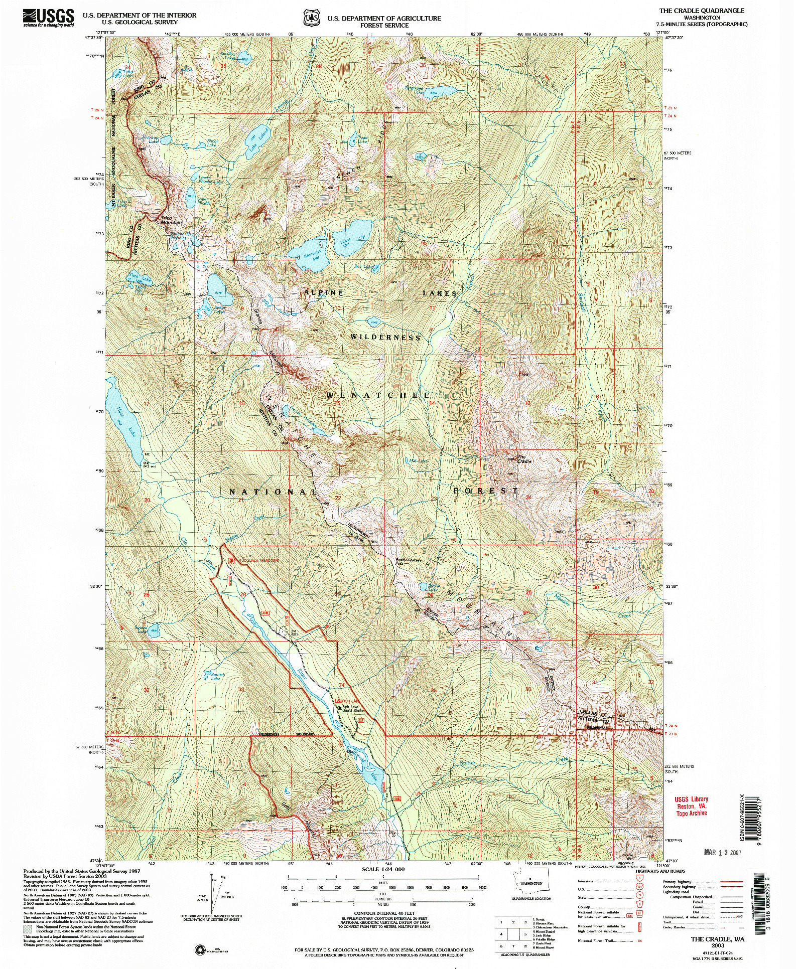USGS 1:24000-SCALE QUADRANGLE FOR THE CRADLE, WA 2003