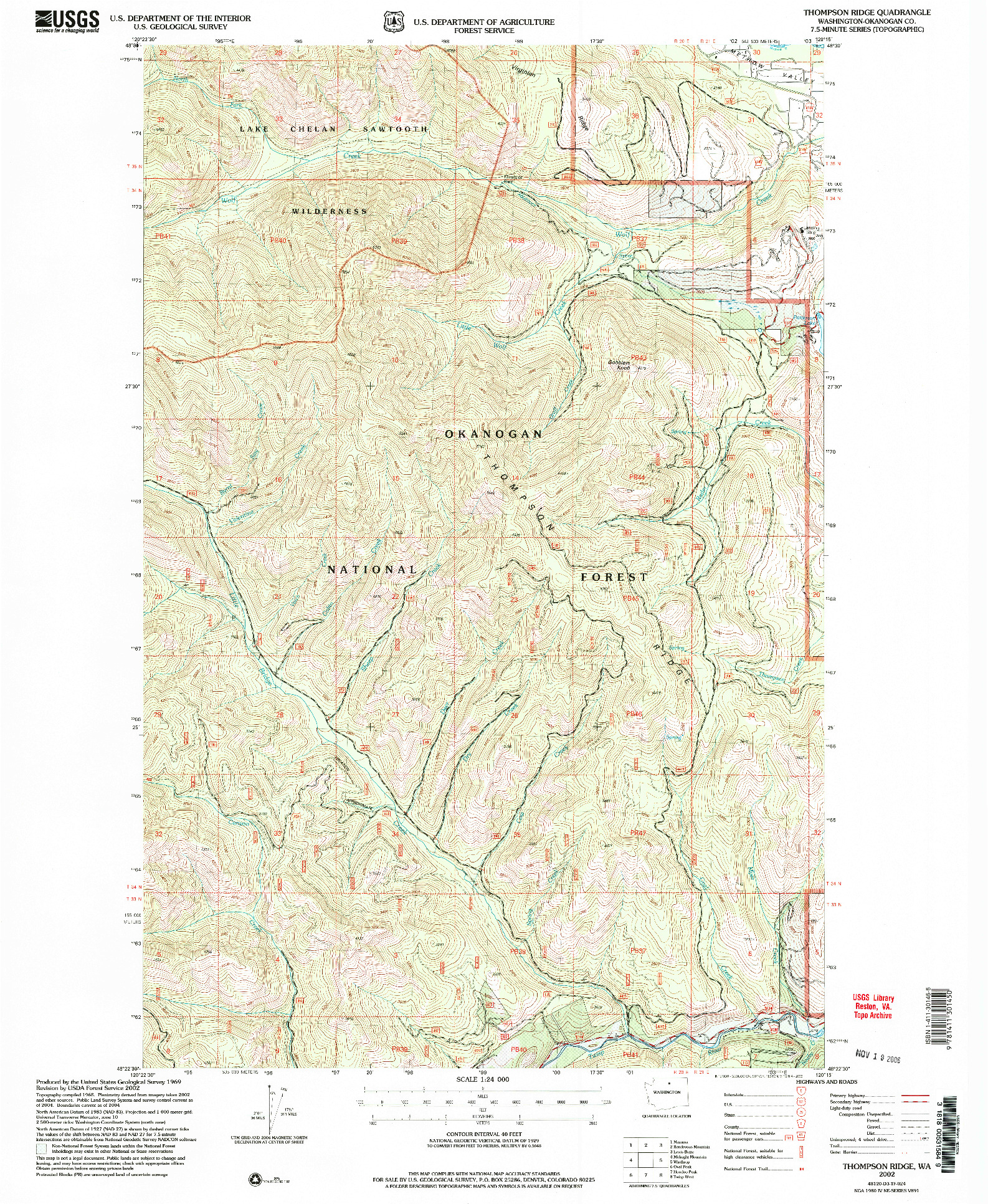 USGS 1:24000-SCALE QUADRANGLE FOR THOMPSON RIDGE, WA 2002