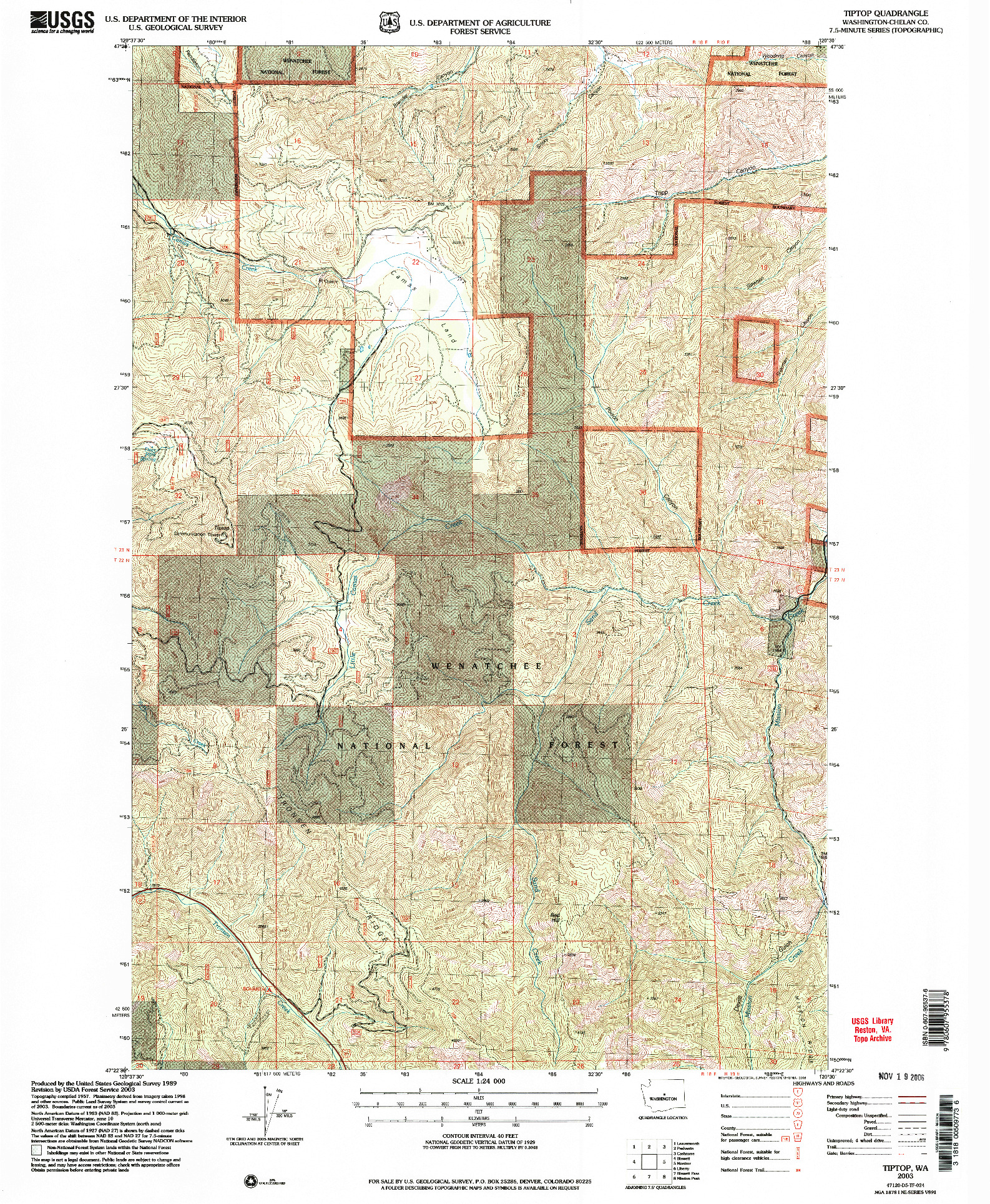 USGS 1:24000-SCALE QUADRANGLE FOR TIPTOP, WA 2003