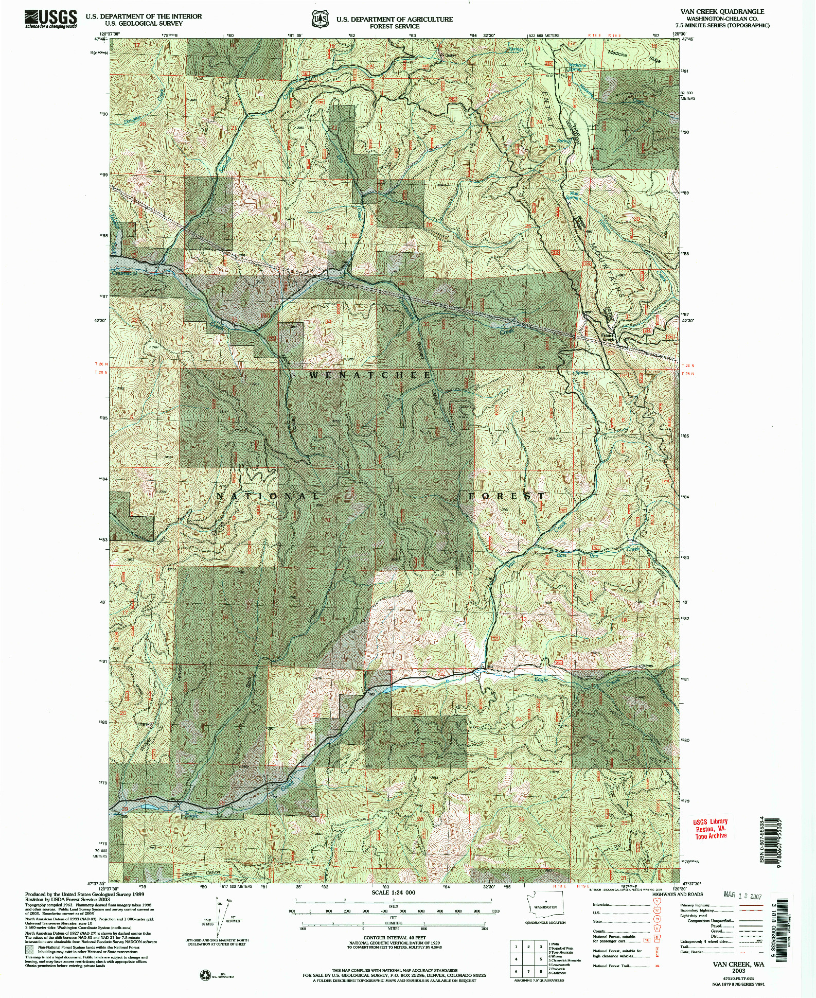 USGS 1:24000-SCALE QUADRANGLE FOR VAN CREEK, WA 2003