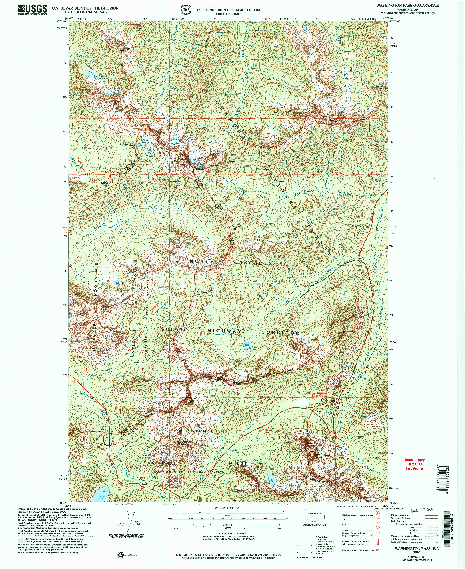 USGS 1:24000-SCALE QUADRANGLE FOR WASHINGTON PASS, WA 2002