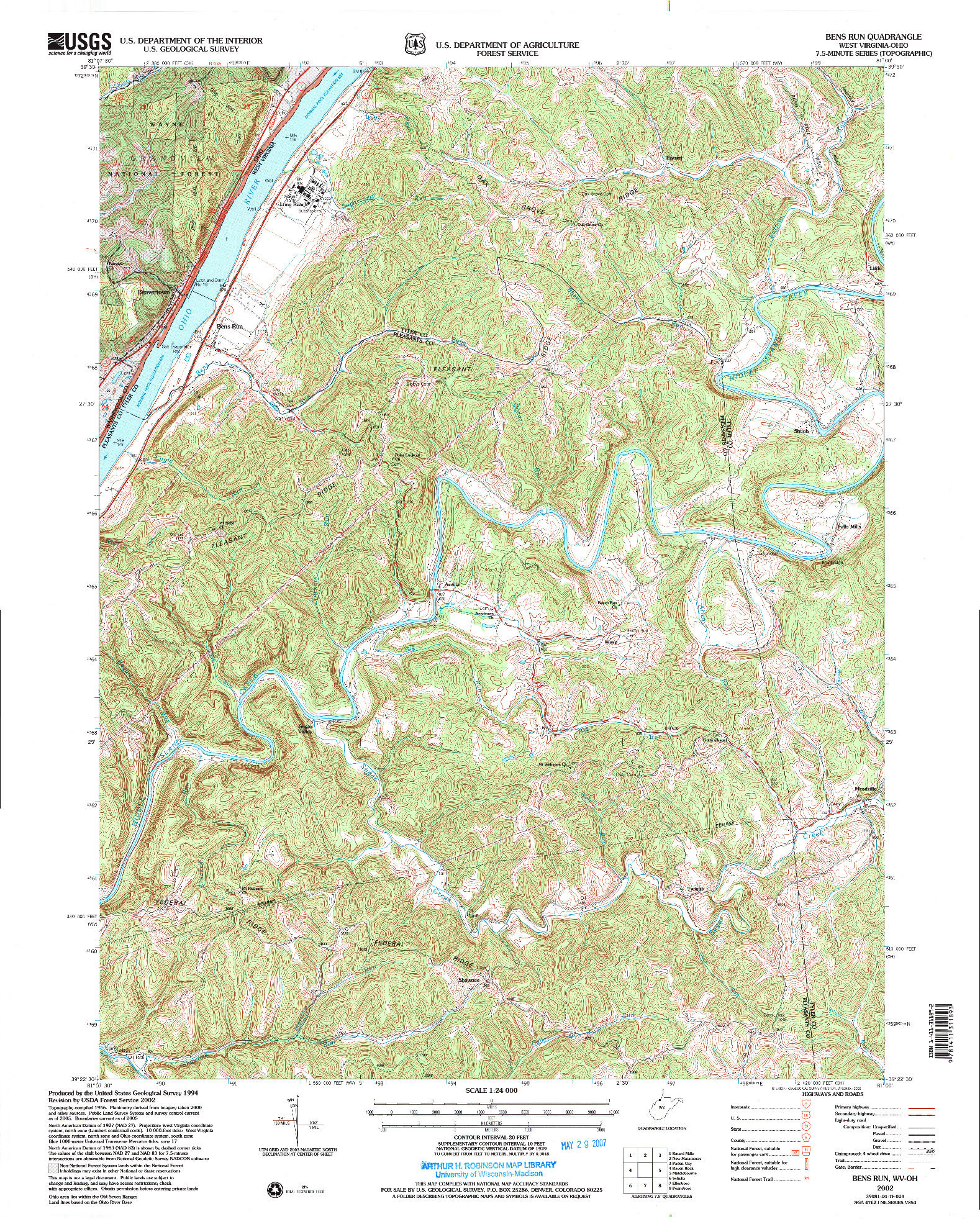 USGS 1:24000-SCALE QUADRANGLE FOR BENS RUN, WV 2002