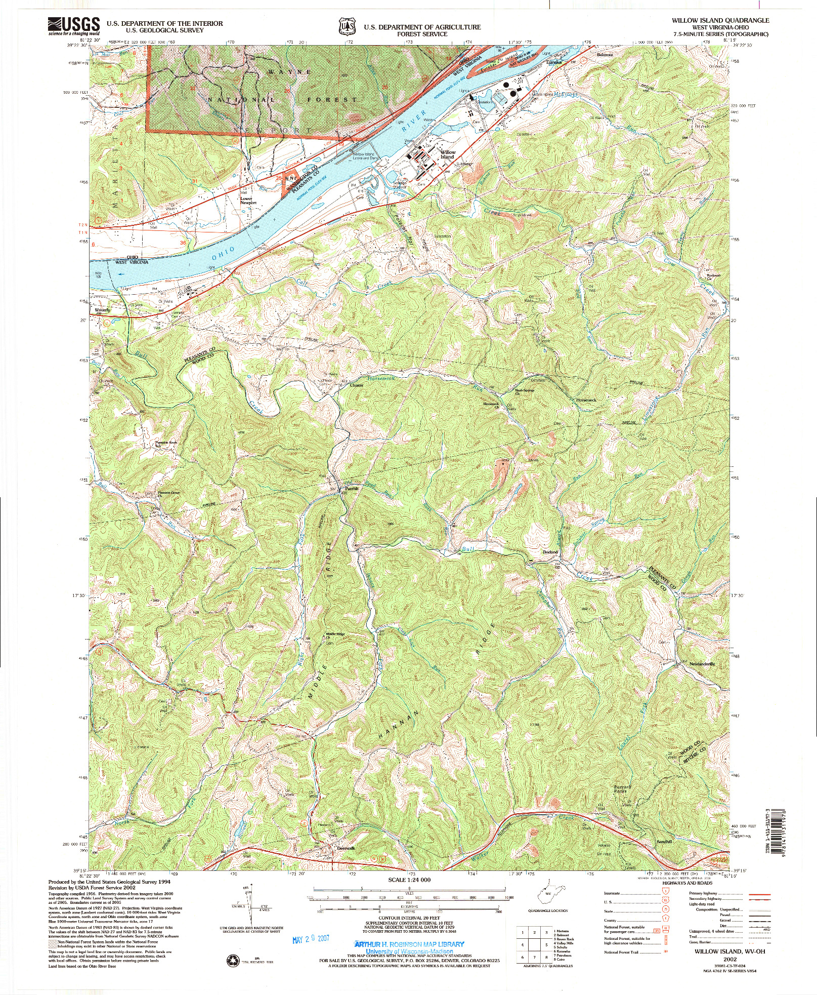 USGS 1:24000-SCALE QUADRANGLE FOR WILLOW ISLAND, WV 2002