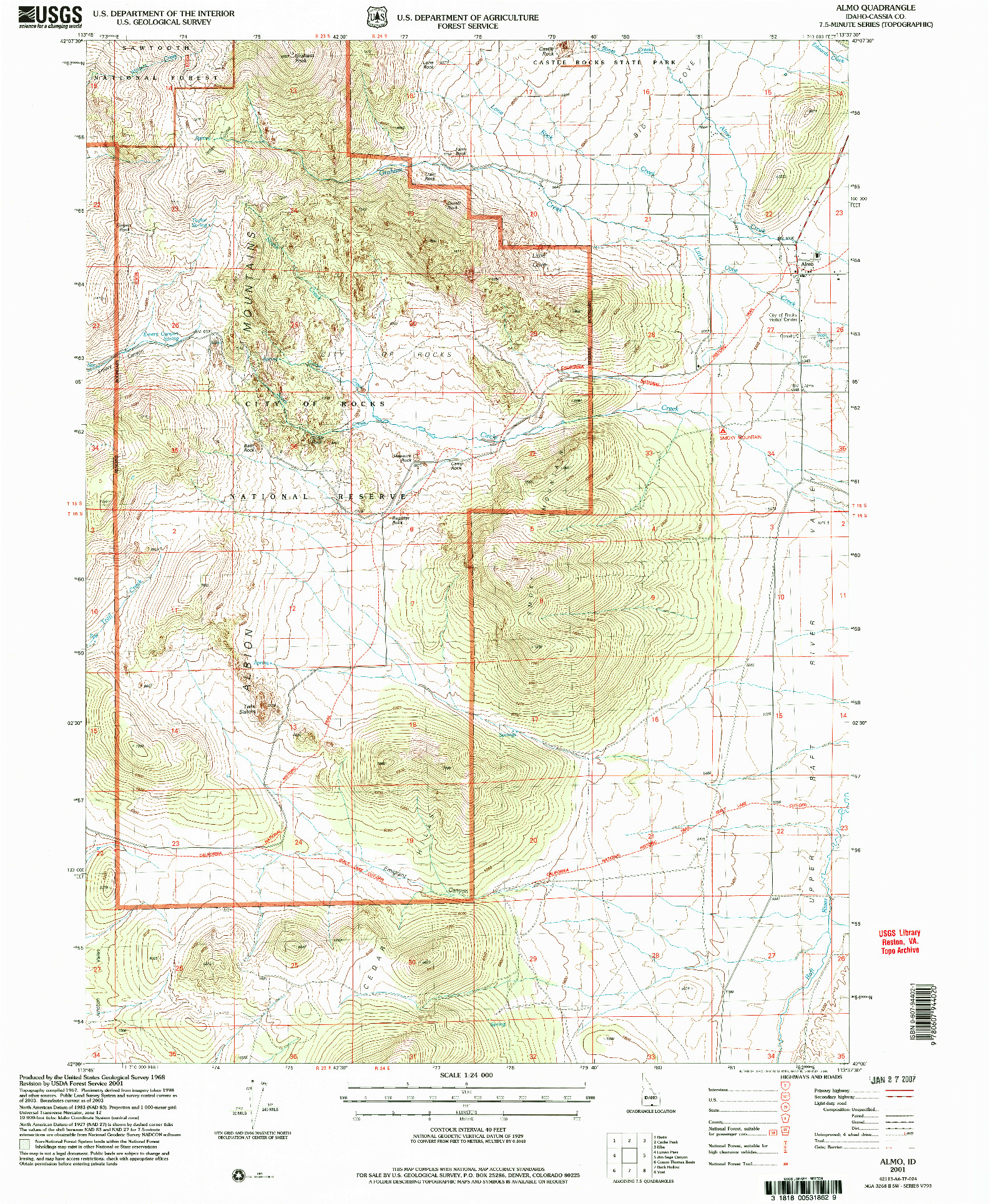 USGS 1:24000-SCALE QUADRANGLE FOR ALMO, ID 2001