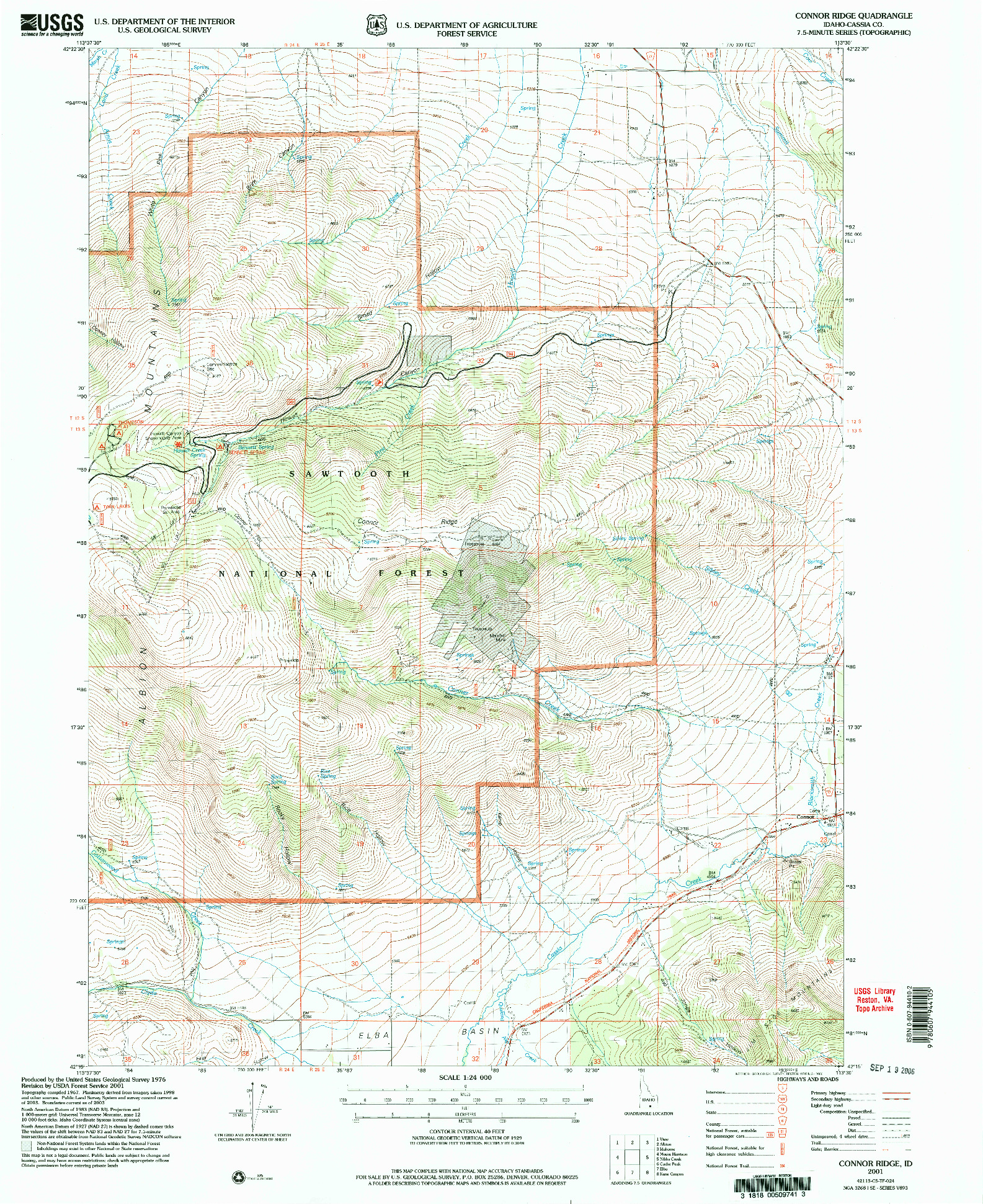 USGS 1:24000-SCALE QUADRANGLE FOR CONNOR RIDGE, ID 2001