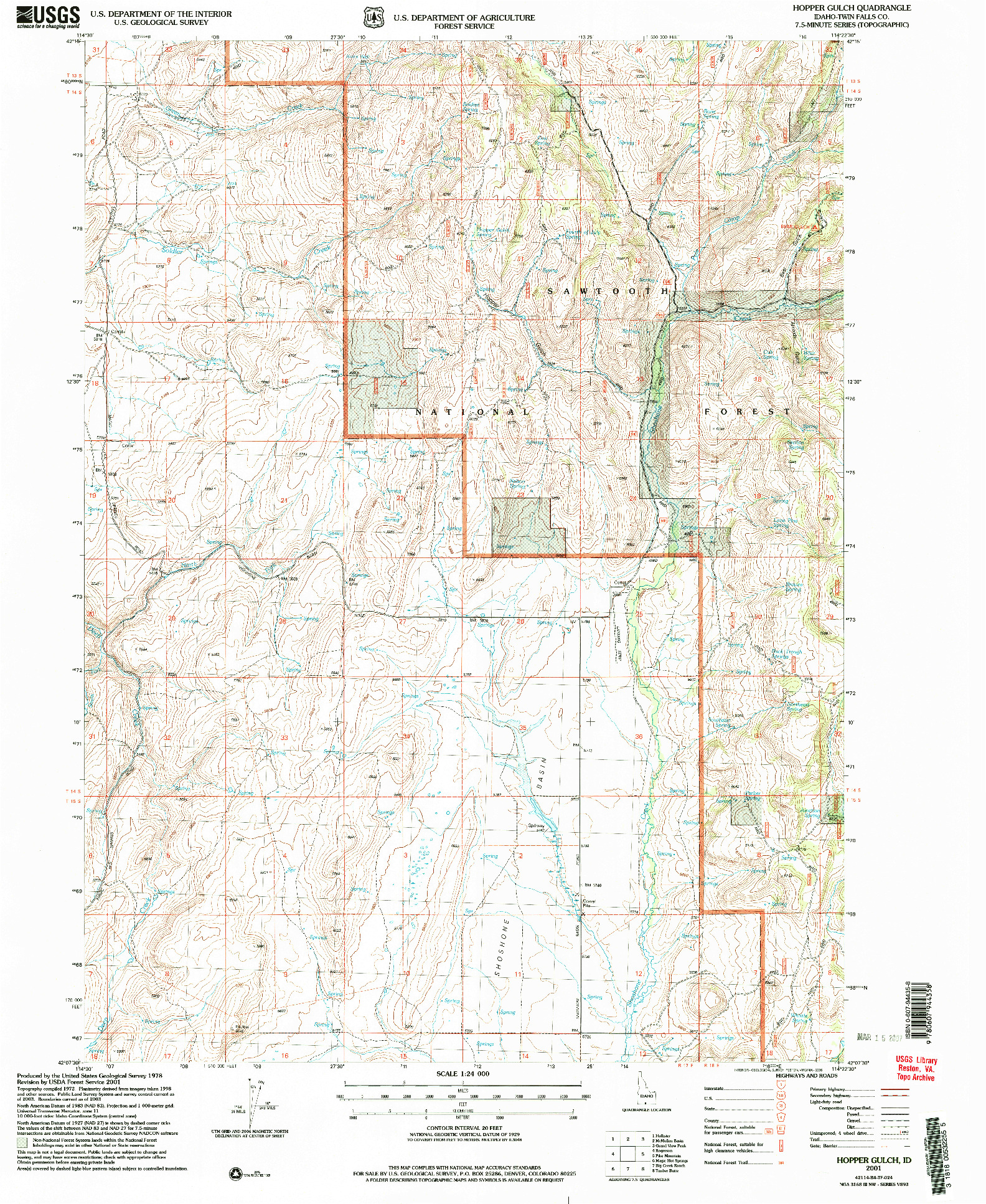 USGS 1:24000-SCALE QUADRANGLE FOR HOPPER GULCH, ID 2001