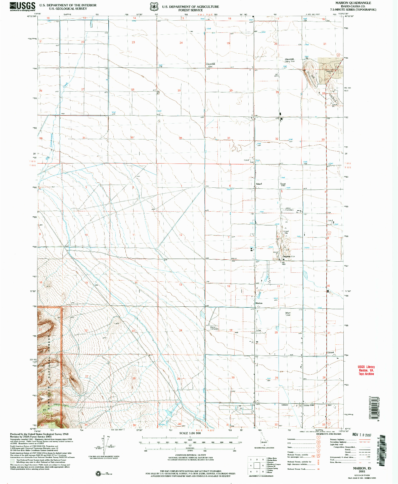 USGS 1:24000-SCALE QUADRANGLE FOR MARION, ID 2001
