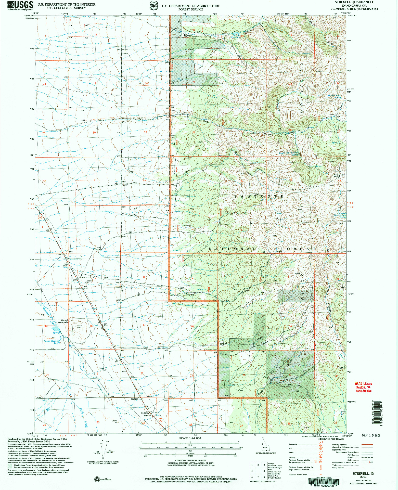 USGS 1:24000-SCALE QUADRANGLE FOR STREVELL, ID 2001