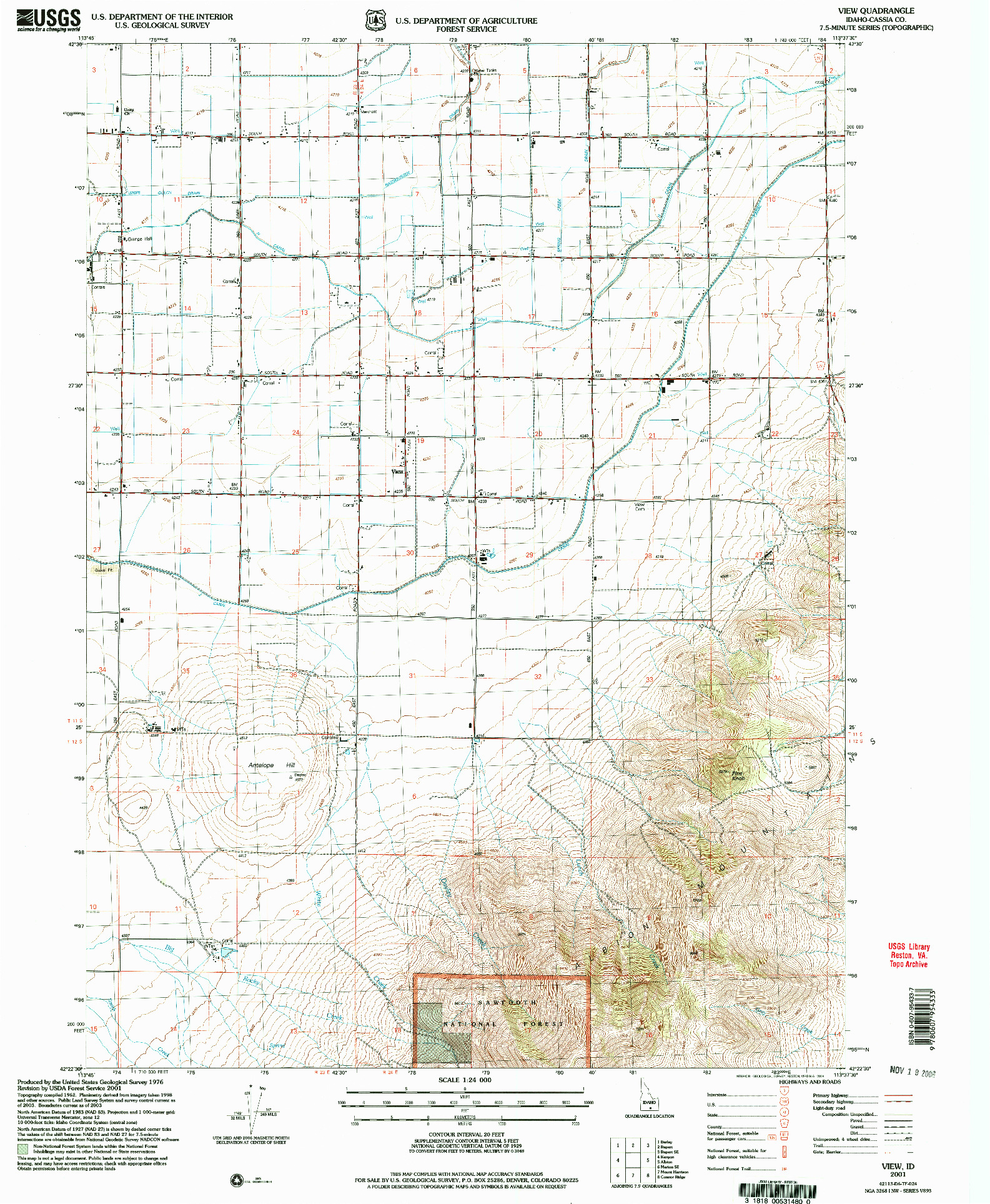 USGS 1:24000-SCALE QUADRANGLE FOR VIEW, ID 2001