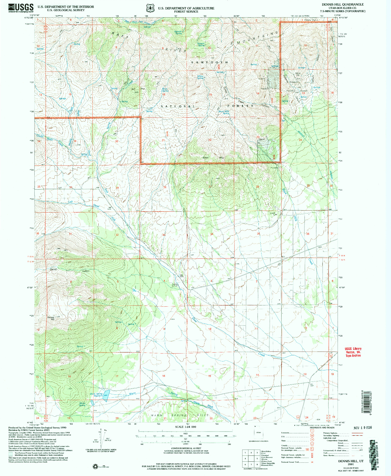 USGS 1:24000-SCALE QUADRANGLE FOR DENNIS HILL, UT 2001