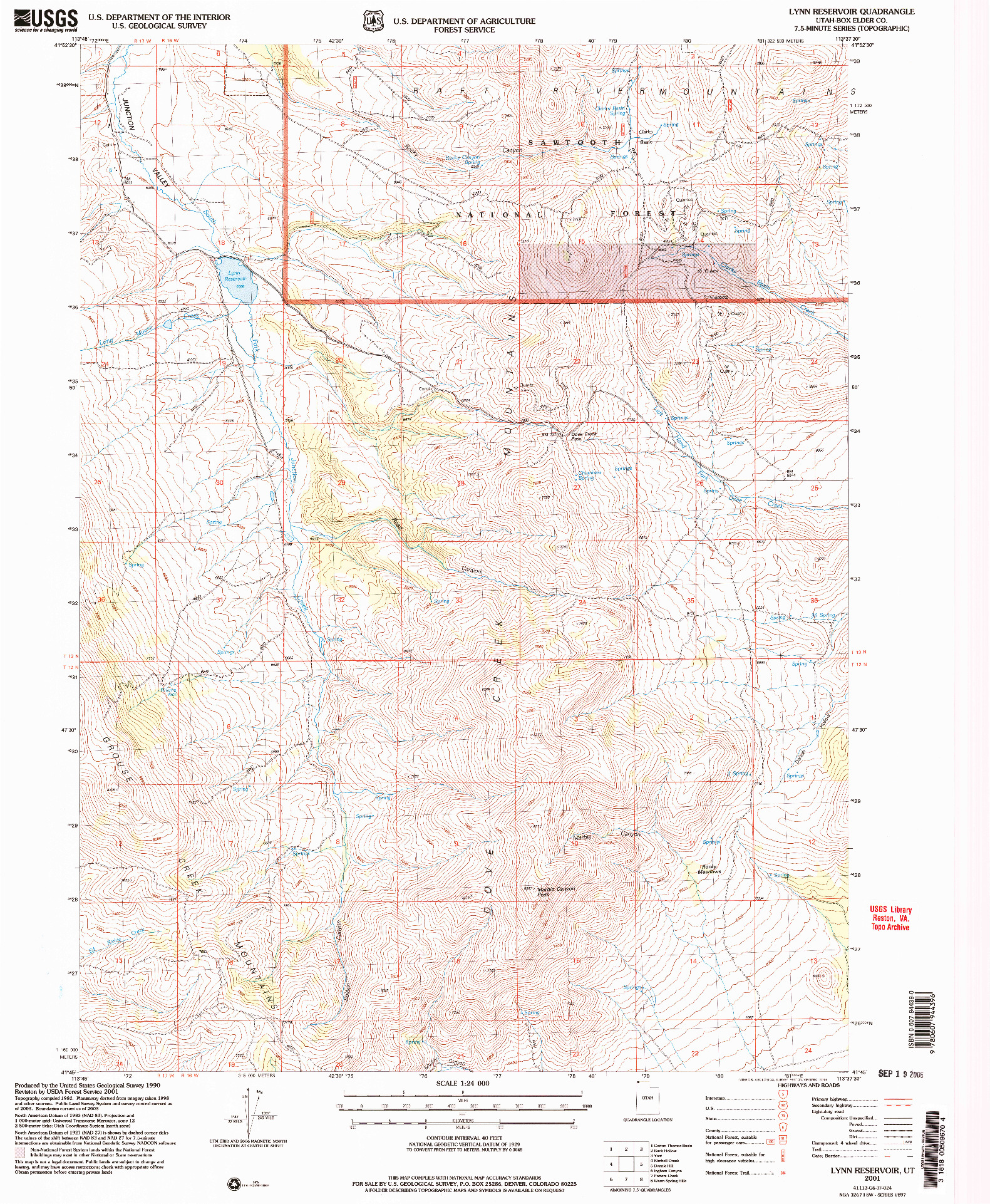 USGS 1:24000-SCALE QUADRANGLE FOR LYNN RESERVOIR, UT 2001