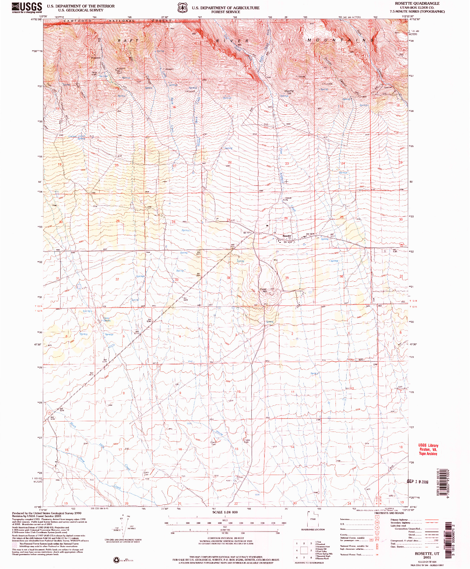 USGS 1:24000-SCALE QUADRANGLE FOR ROSETTE, UT 2001