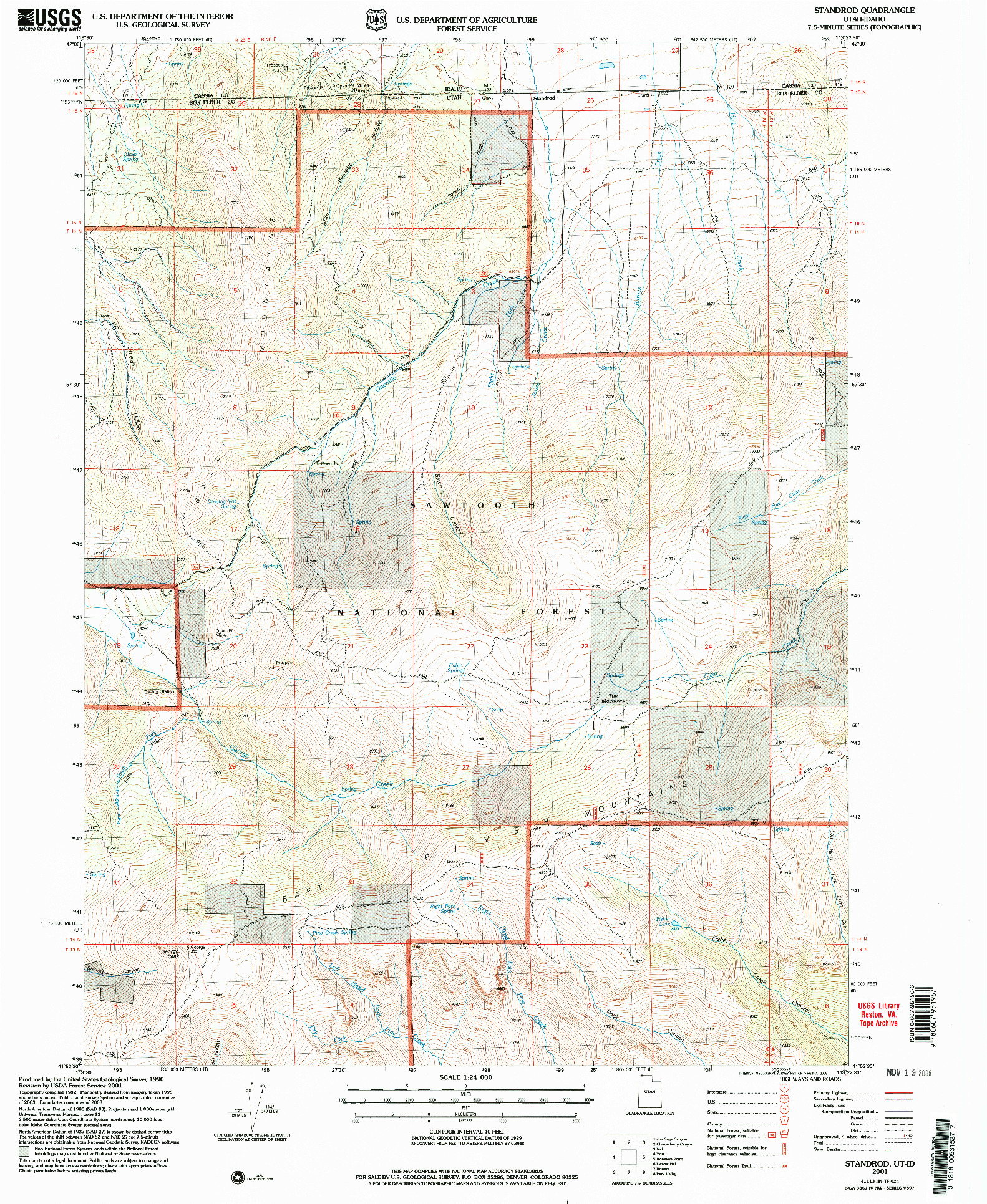 USGS 1:24000-SCALE QUADRANGLE FOR STANDROD, UT 2001