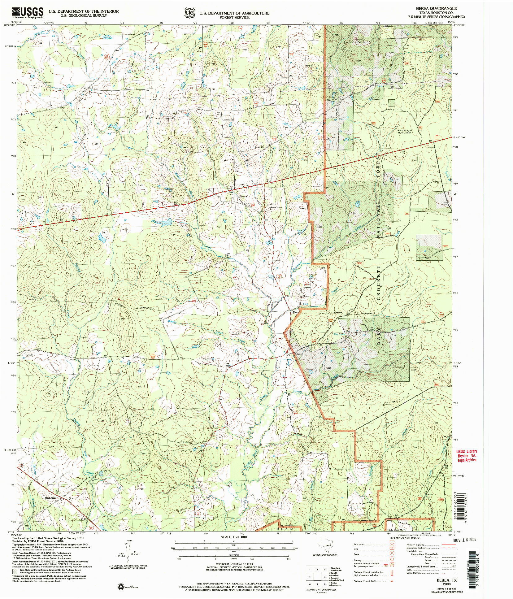 USGS 1:24000-SCALE QUADRANGLE FOR BEREA, TX 2004