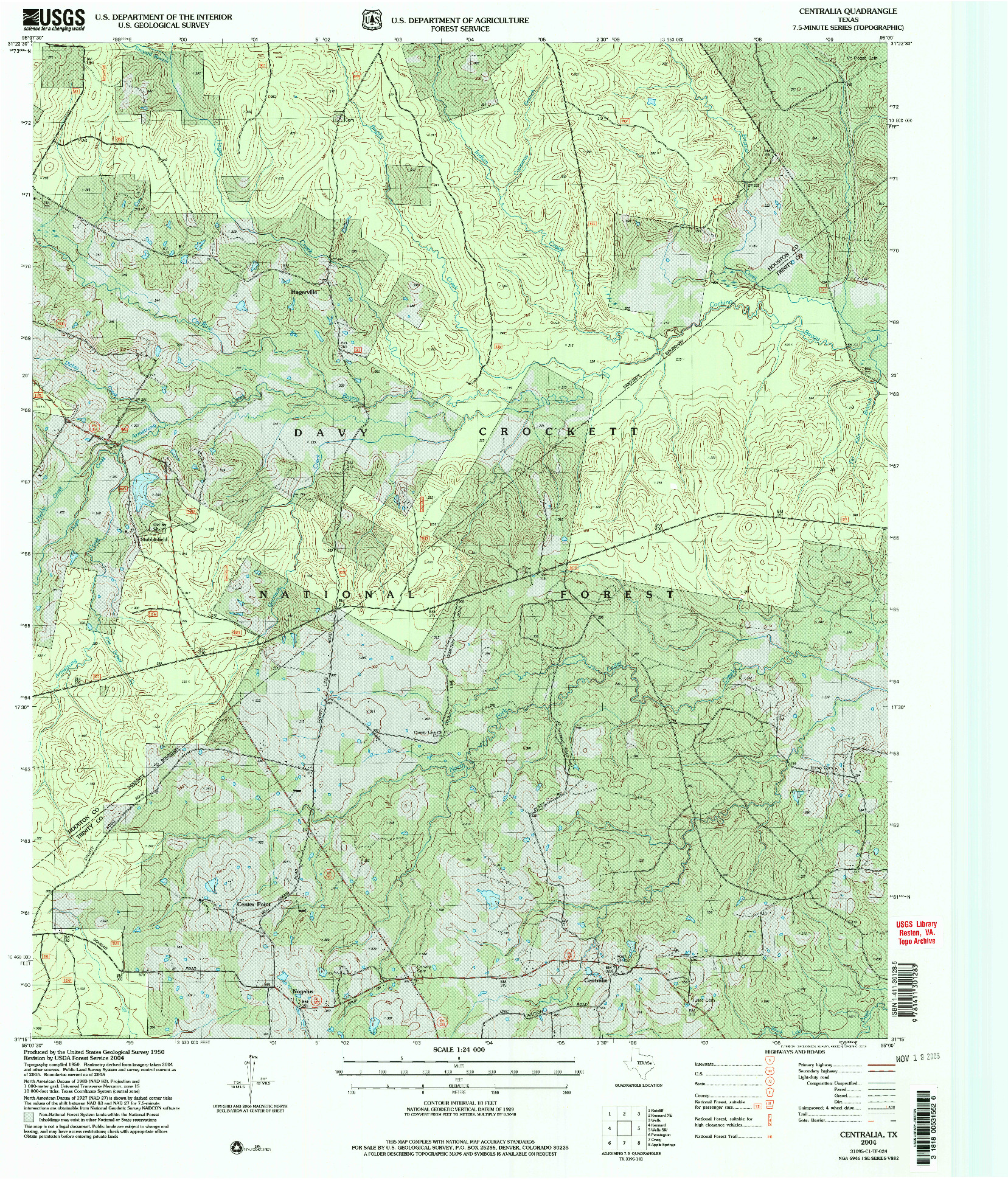 USGS 1:24000-SCALE QUADRANGLE FOR CENTRALIA, TX 2004