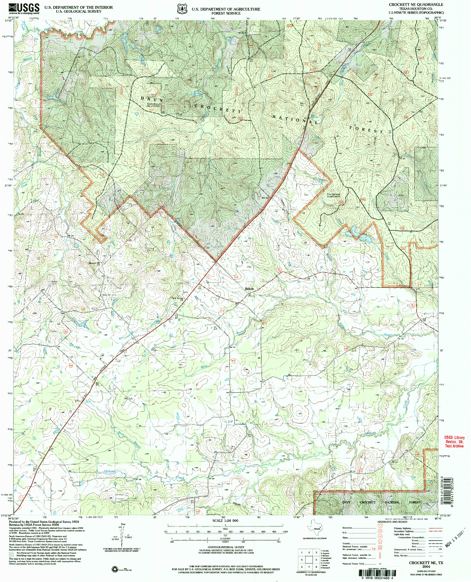 USGS 1:24000-SCALE QUADRANGLE FOR CROCKETT NE, TX 2004