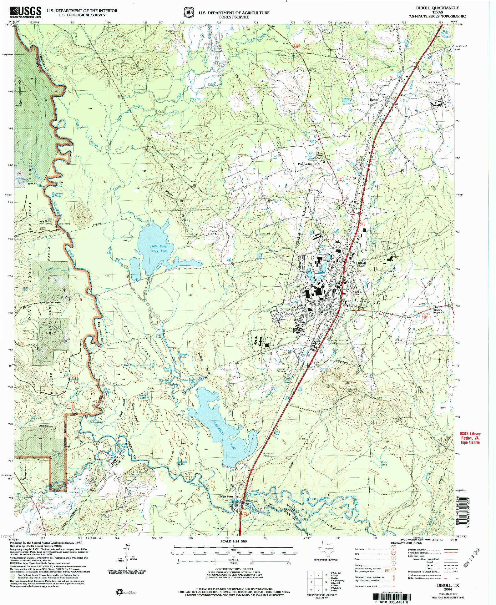 USGS 1:24000-SCALE QUADRANGLE FOR DIBOLL, TX 2004