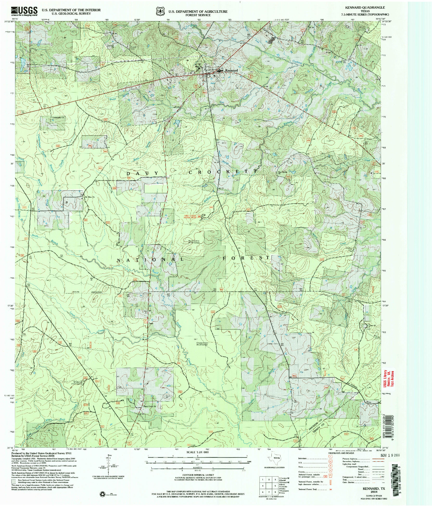 USGS 1:24000-SCALE QUADRANGLE FOR KENNARD, TX 2004