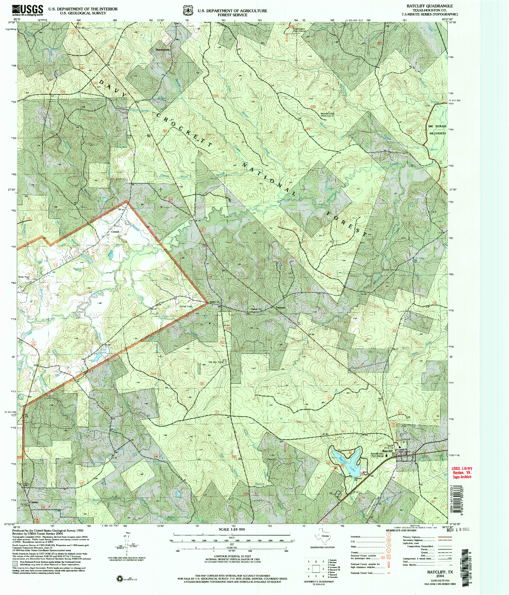 USGS 1:24000-SCALE QUADRANGLE FOR RATCLIFF, TX 2004