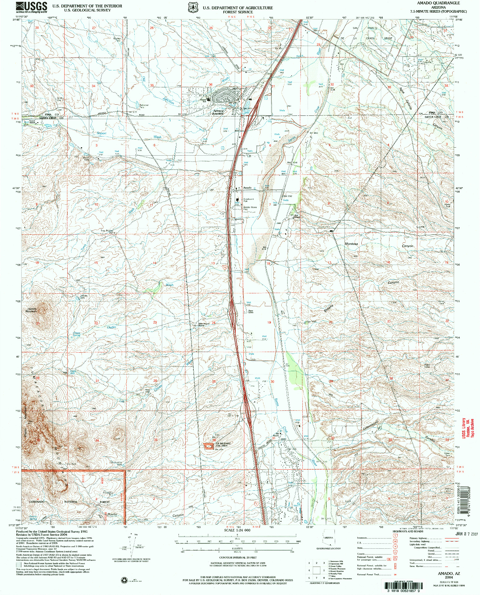 USGS 1:24000-SCALE QUADRANGLE FOR AMADO, AZ 2004
