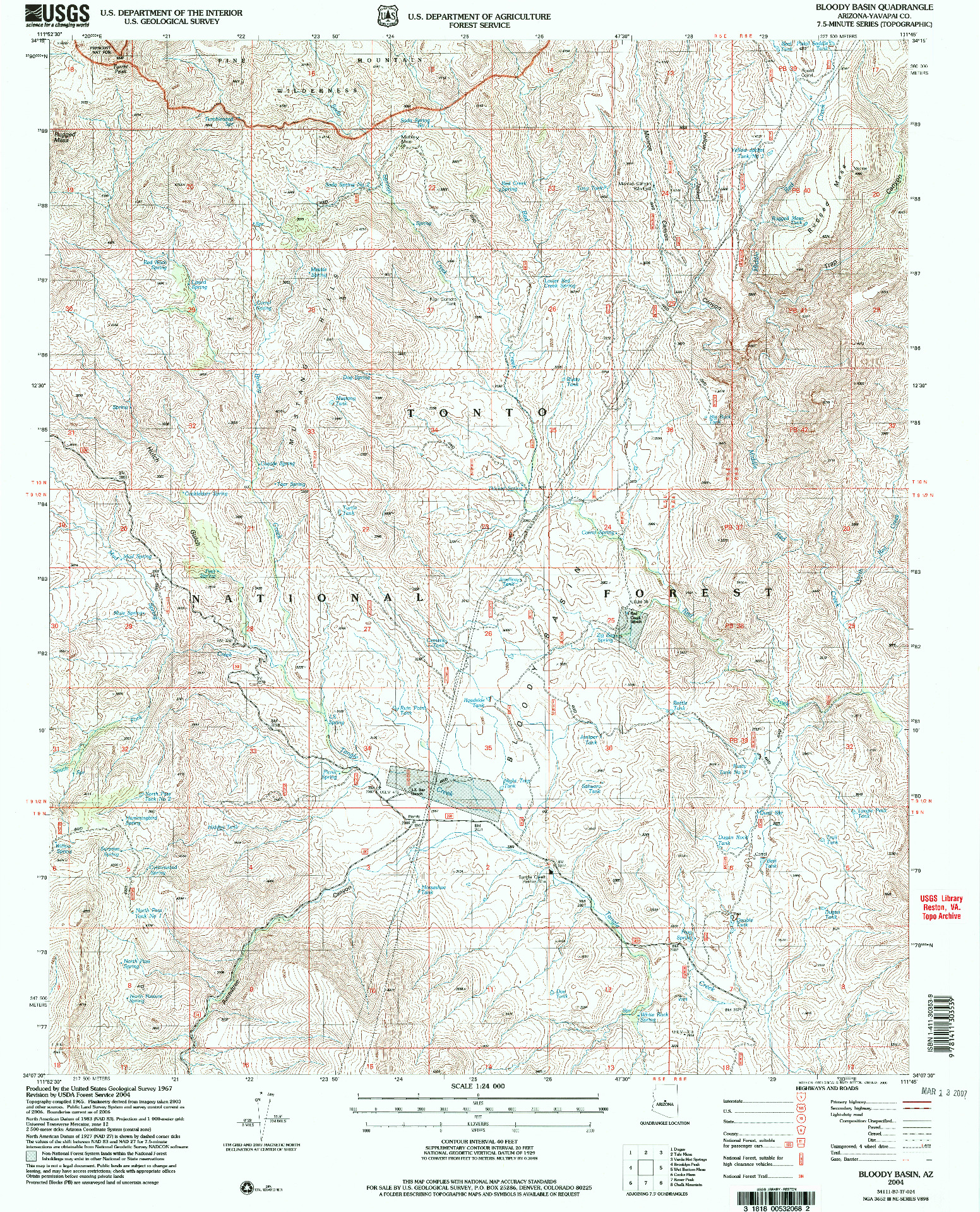 USGS 1:24000-SCALE QUADRANGLE FOR BLOODY BASIN, AZ 2004