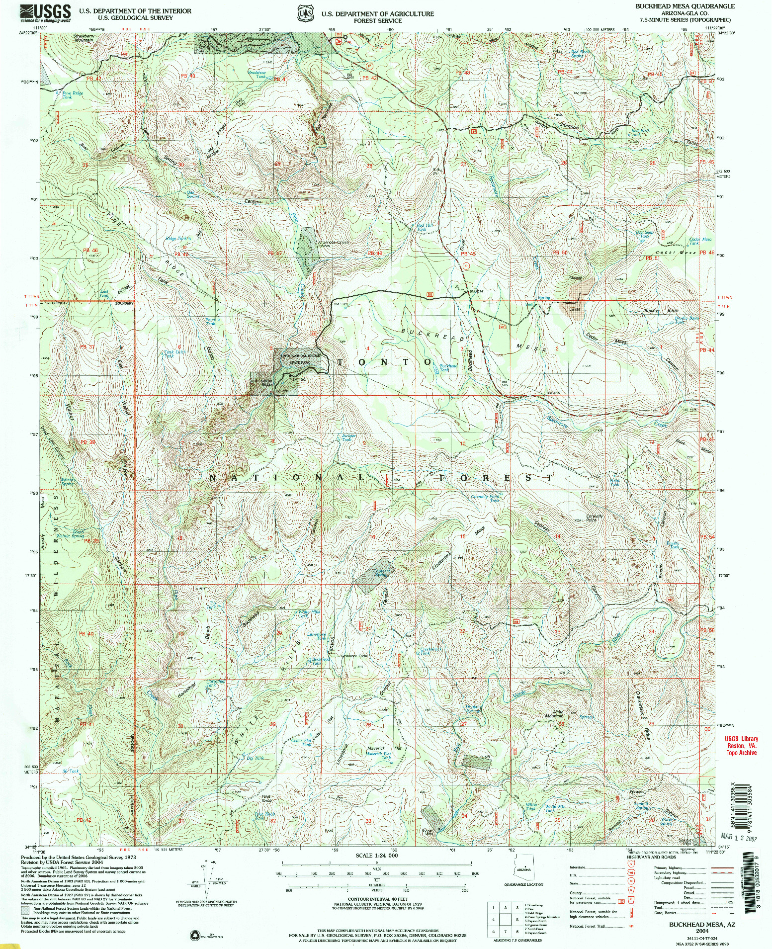 USGS 1:24000-SCALE QUADRANGLE FOR BUCKHEAD MESA, AZ 2004