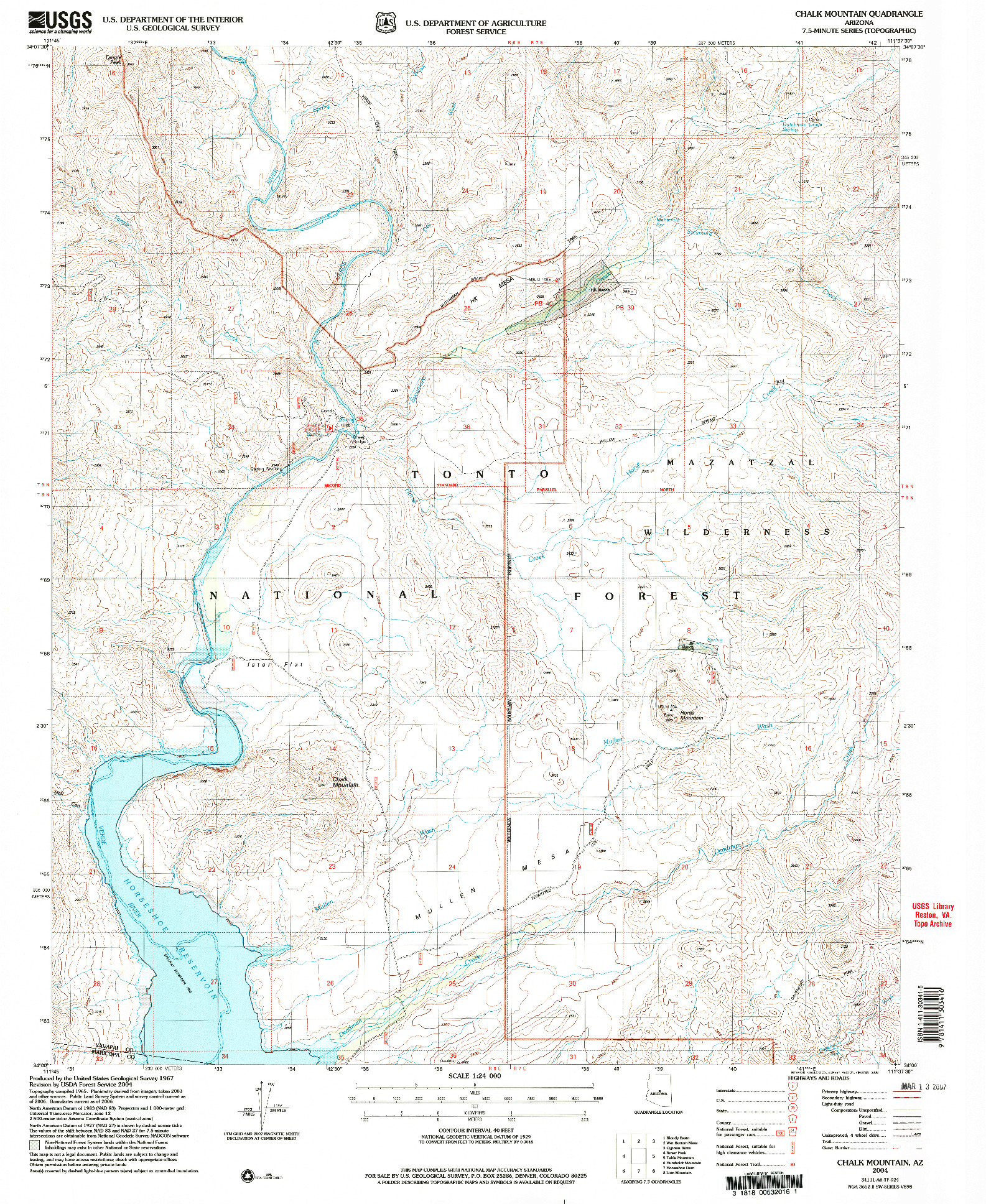 USGS 1:24000-SCALE QUADRANGLE FOR CHALK MOUNTAIN, AZ 2004