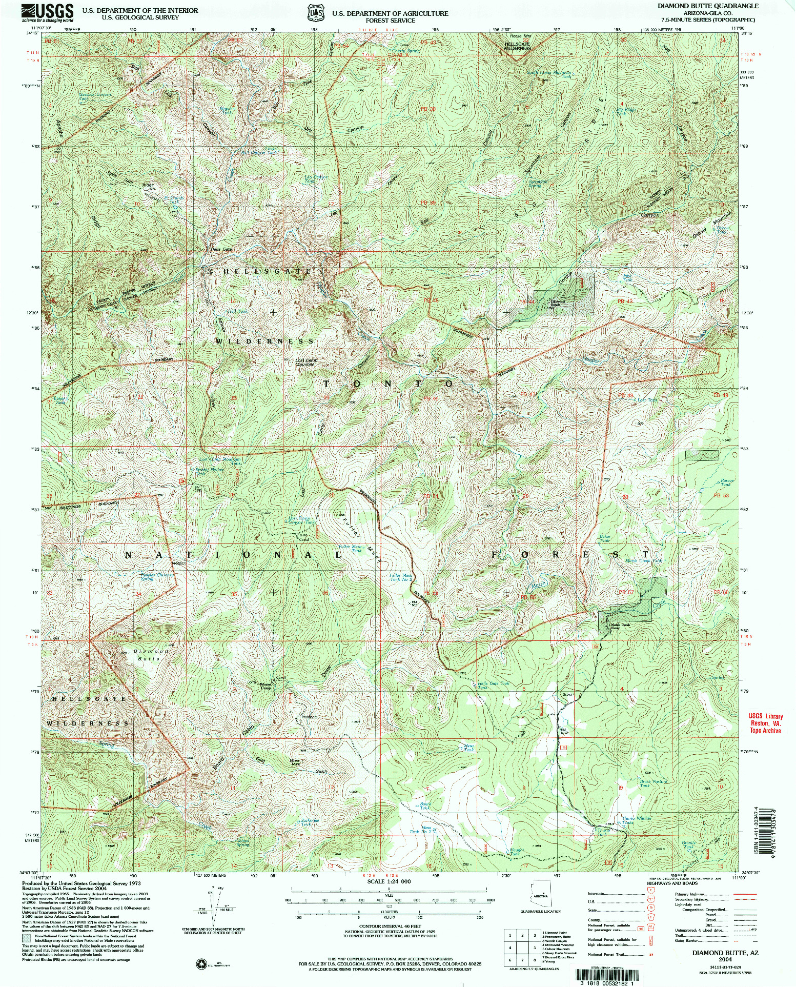USGS 1:24000-SCALE QUADRANGLE FOR DIAMOND BUTTE, AZ 2004