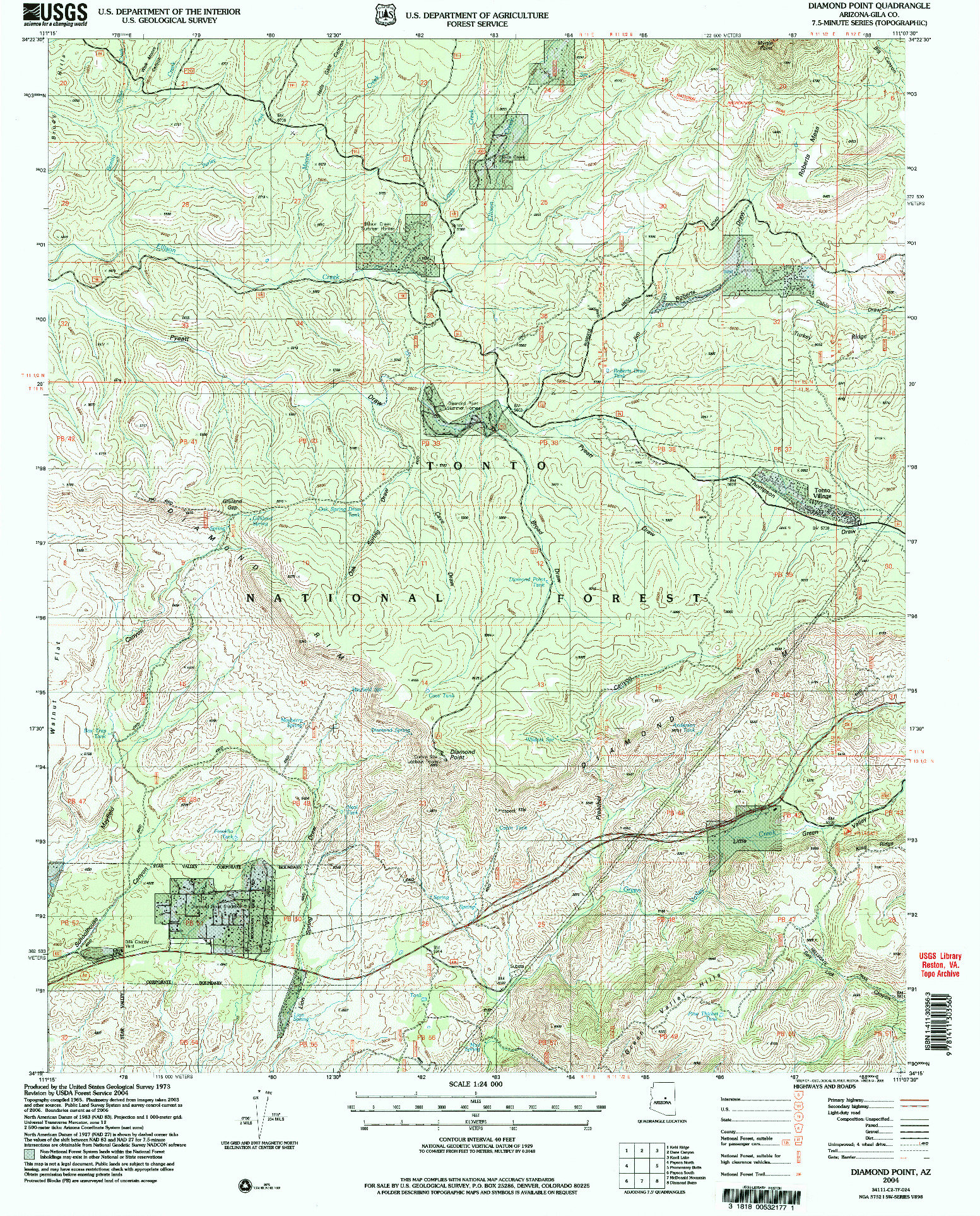 USGS 1:24000-SCALE QUADRANGLE FOR DIAMOND POINT, AZ 2004