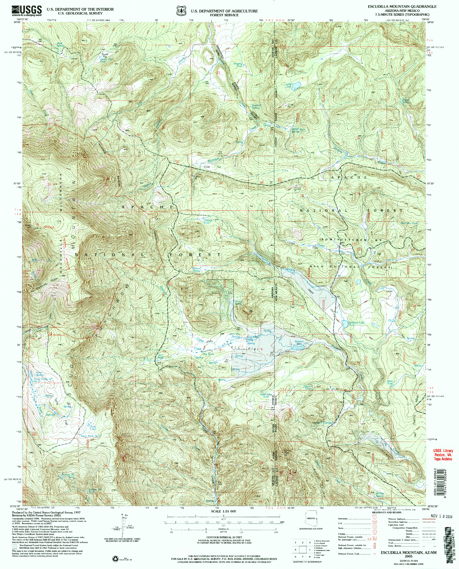 USGS 1:24000-SCALE QUADRANGLE FOR ESCUDILLA MOUNTAIN, AZ 2005