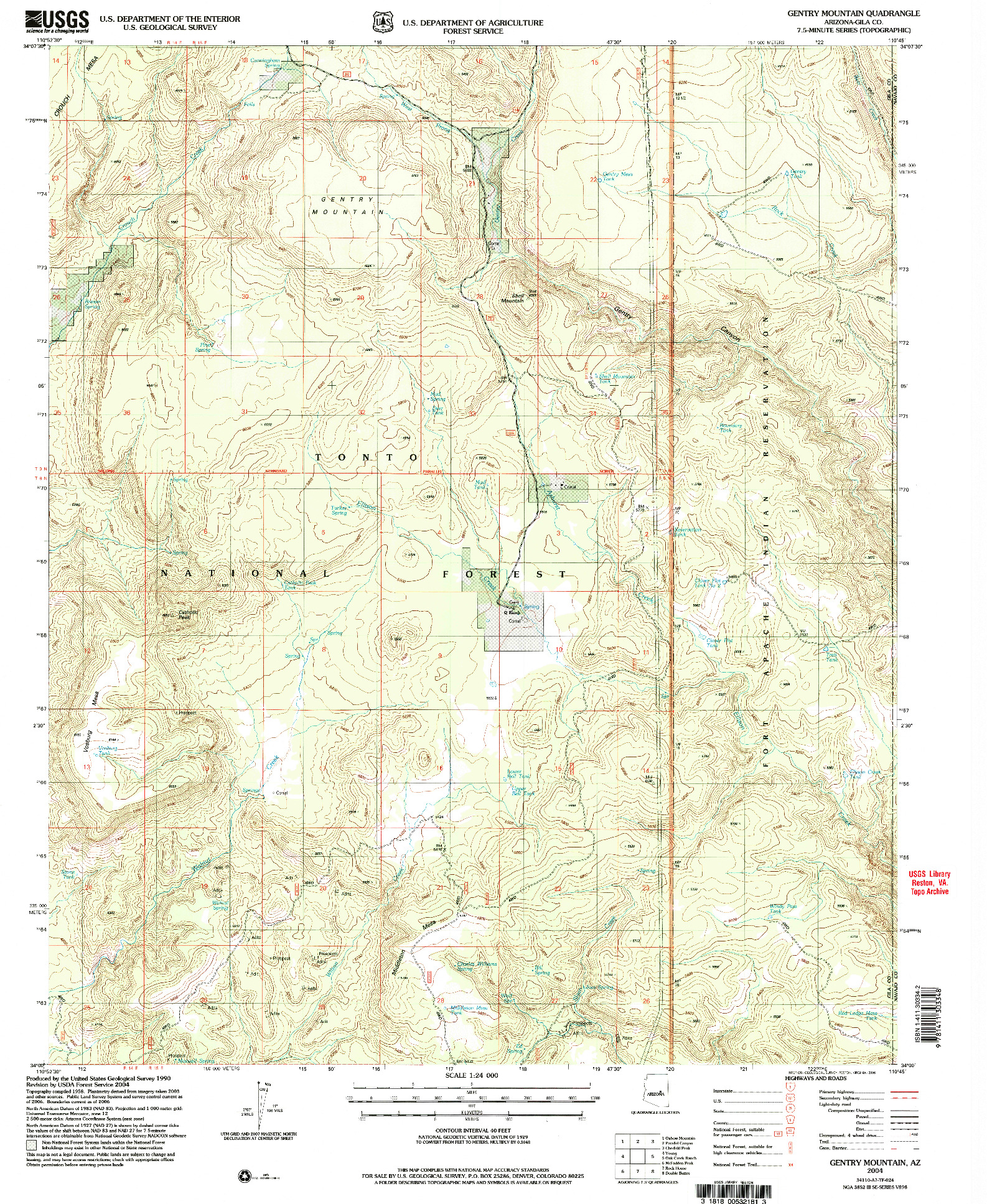 USGS 1:24000-SCALE QUADRANGLE FOR GENTRY MOUNTAIN, AZ 2004