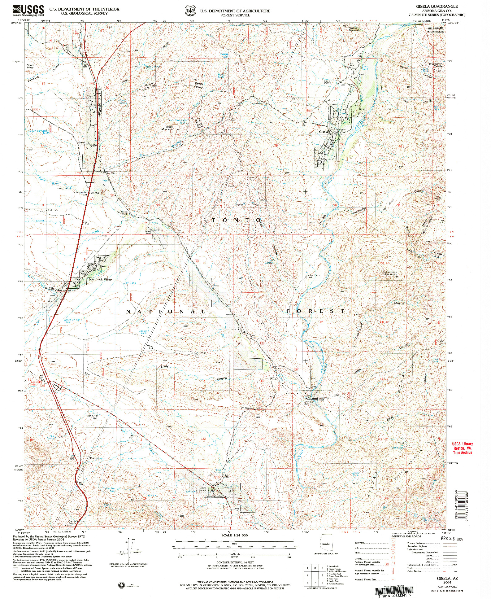 USGS 1:24000-SCALE QUADRANGLE FOR GISELA, AZ 2004