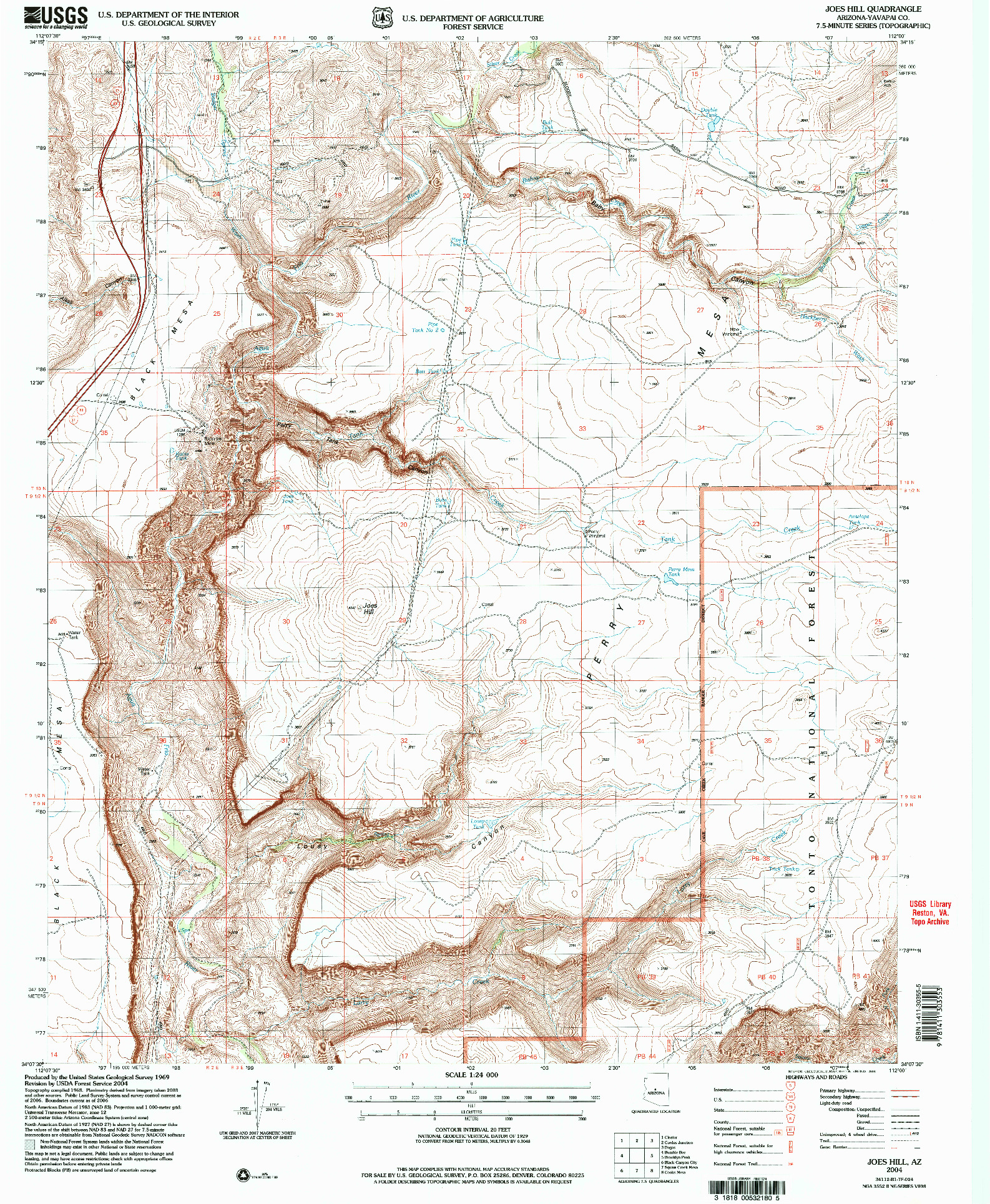 USGS 1:24000-SCALE QUADRANGLE FOR JOES HILL, AZ 2004