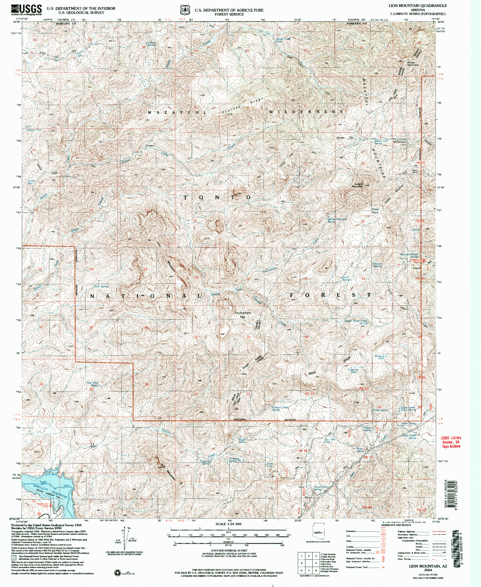 USGS 1:24000-SCALE QUADRANGLE FOR LION MOUNTAIN, AZ 2004