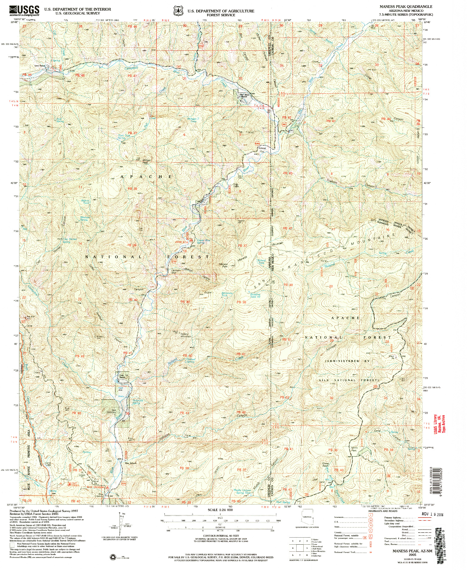 USGS 1:24000-SCALE QUADRANGLE FOR MANESS PEAK, AZ 2005
