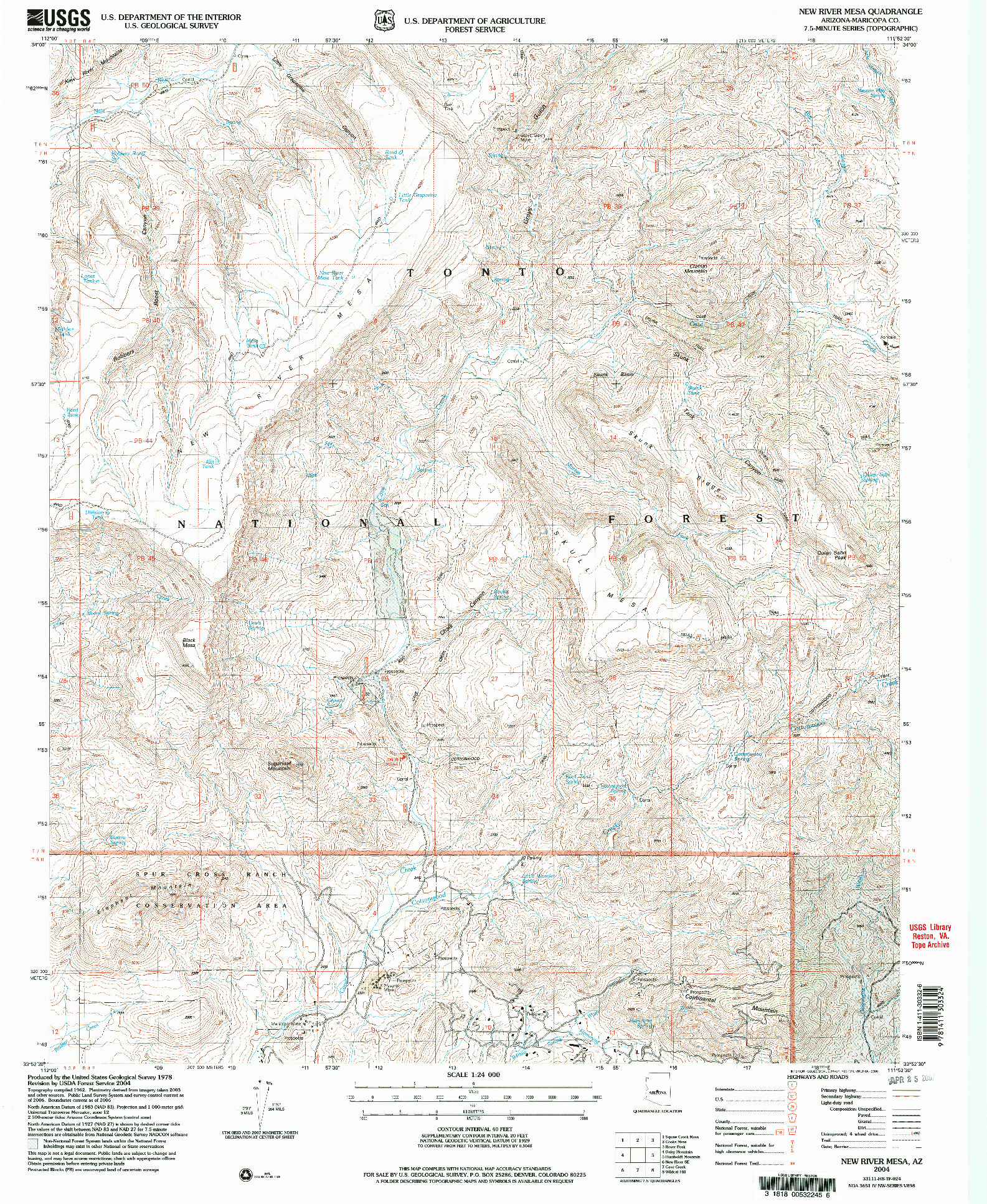 USGS 1:24000-SCALE QUADRANGLE FOR NEW RIVER MESA, AZ 2004