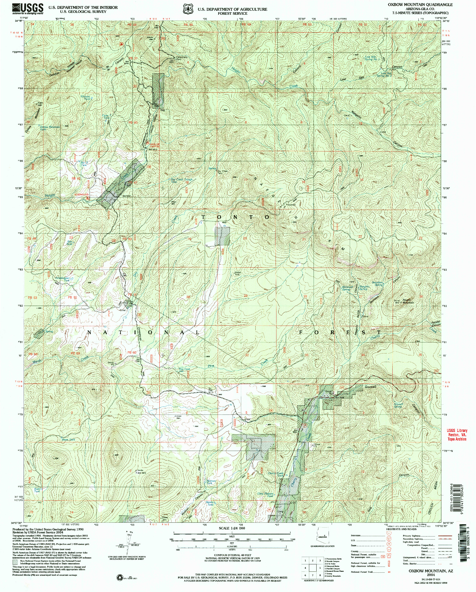 USGS 1:24000-SCALE QUADRANGLE FOR OXBOW MOUNTAIN, AZ 2004