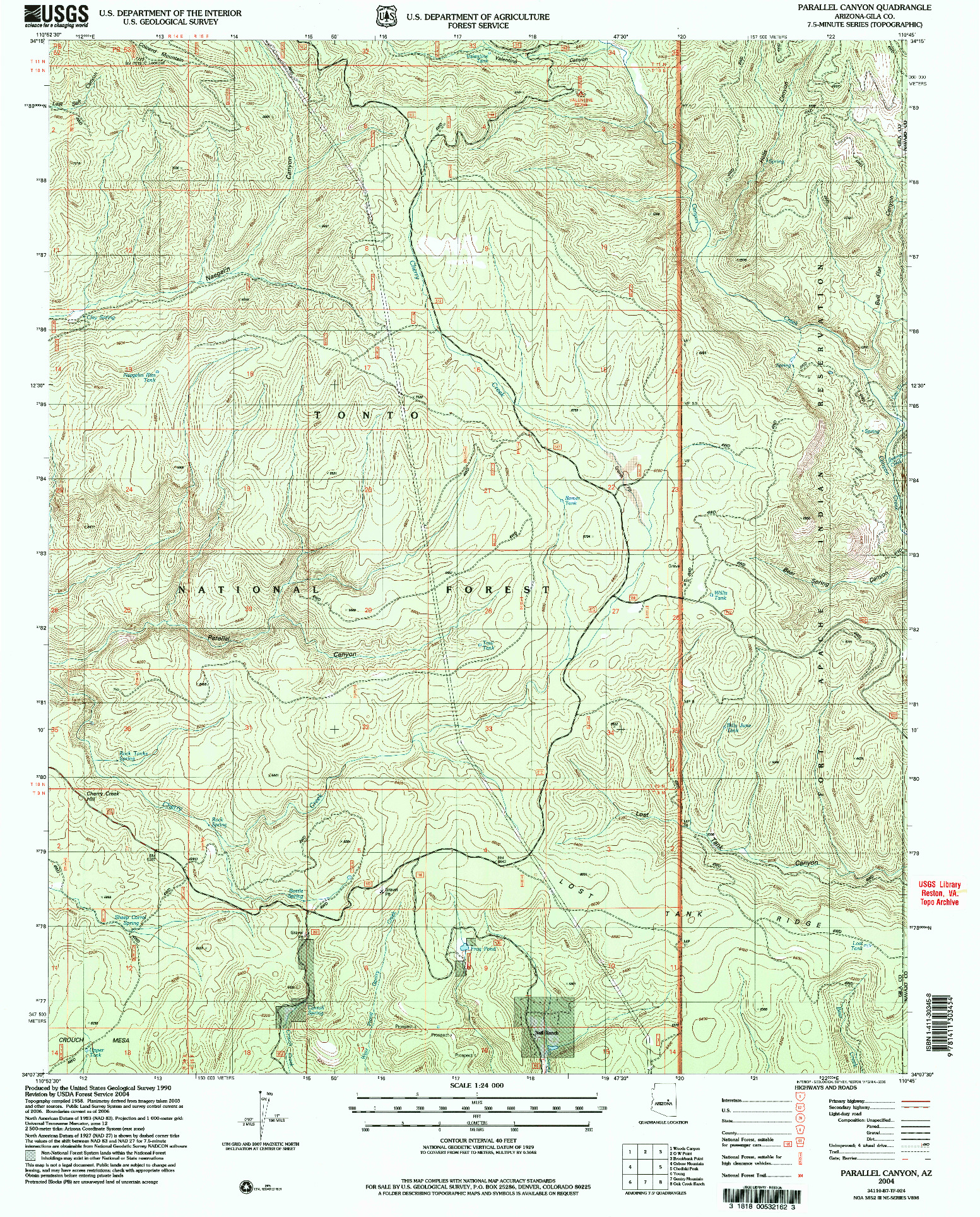 USGS 1:24000-SCALE QUADRANGLE FOR PARALLEL CANYON, AZ 2004