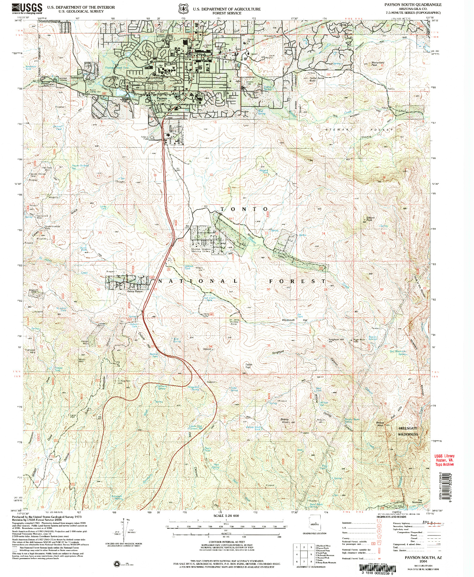 USGS 1:24000-SCALE QUADRANGLE FOR PAYSON SOUTH, AZ 2004