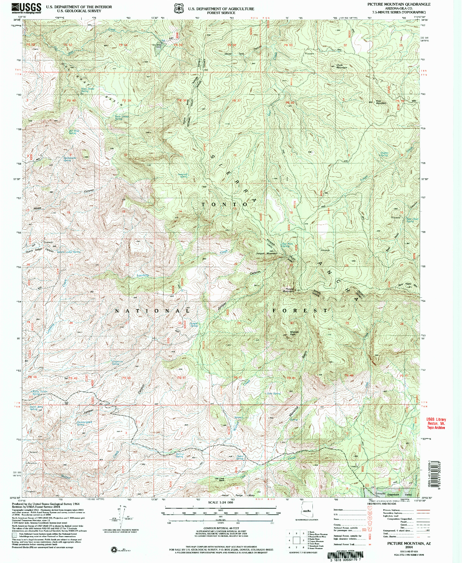 USGS 1:24000-SCALE QUADRANGLE FOR PICTURE MOUNTAIN, AZ 2004