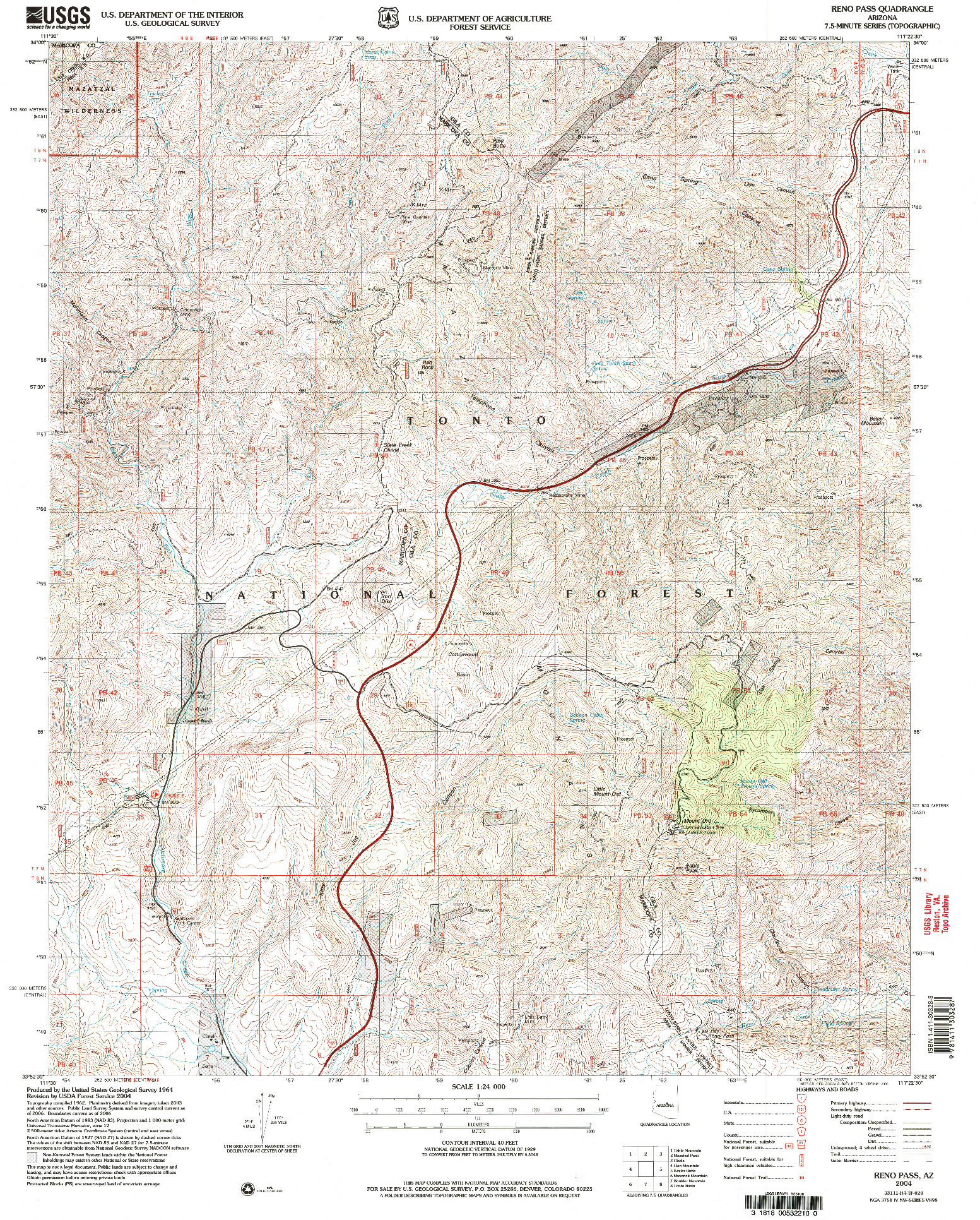 USGS 1:24000-SCALE QUADRANGLE FOR RENO PASS, AZ 2004