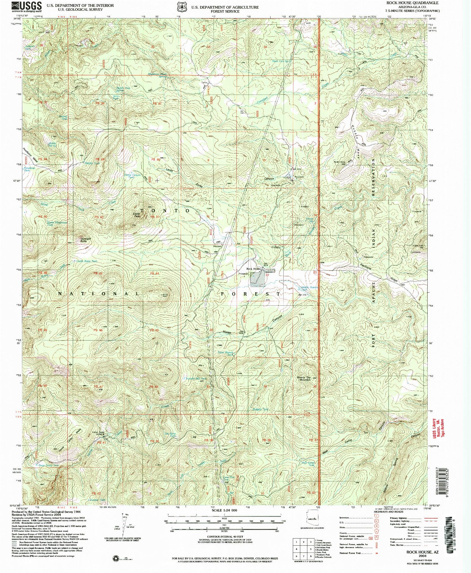 USGS 1:24000-SCALE QUADRANGLE FOR ROCK HOUSE, AZ 2004