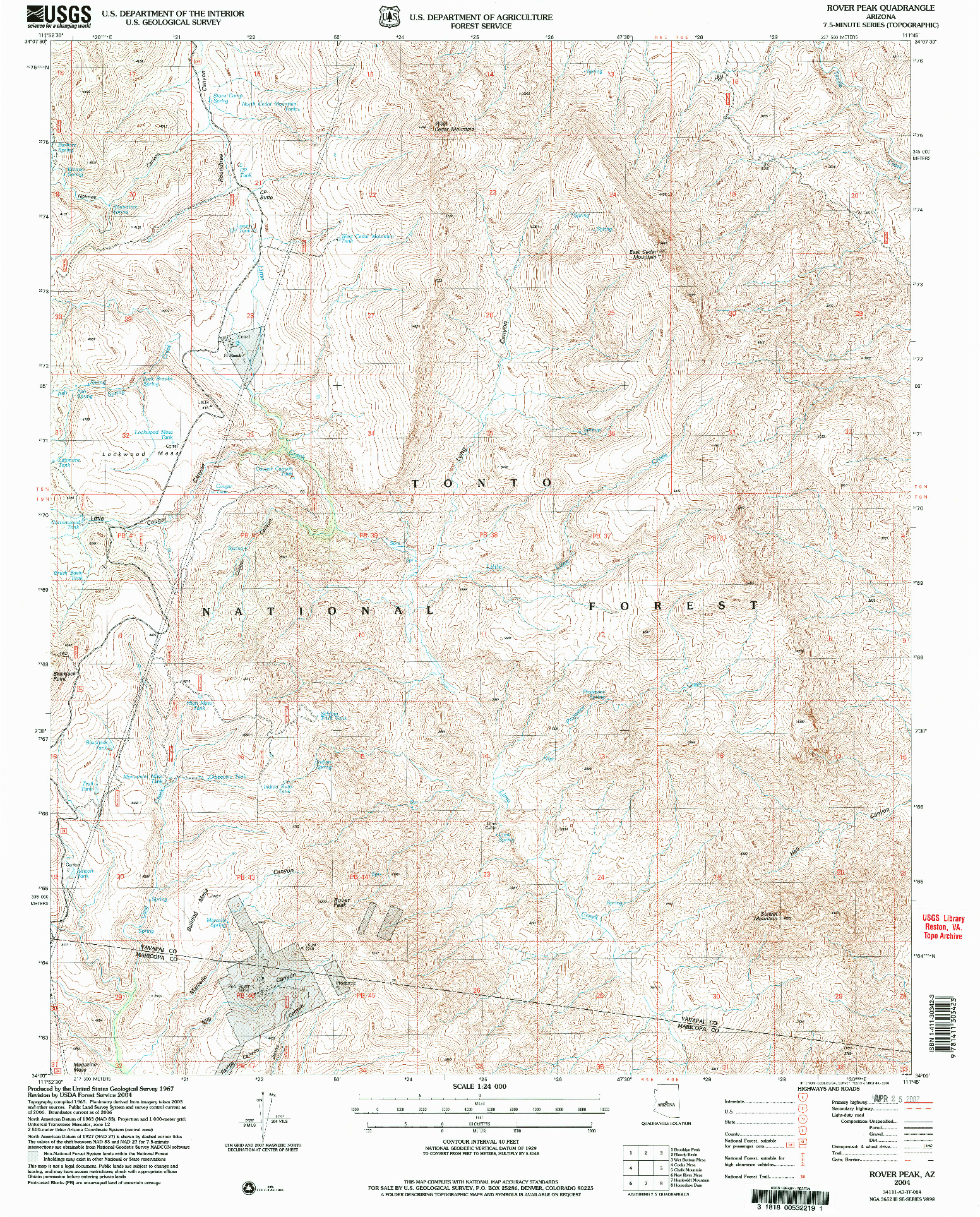 USGS 1:24000-SCALE QUADRANGLE FOR ROVER PEAK, AZ 2004