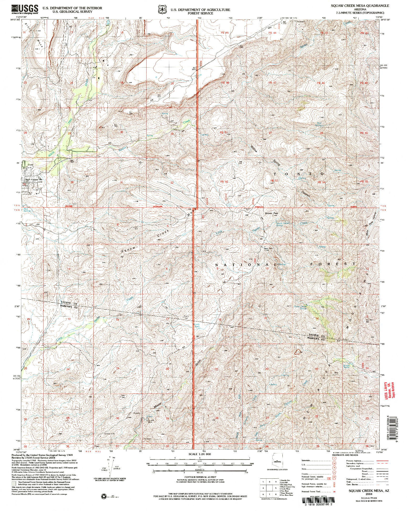 USGS 1:24000-SCALE QUADRANGLE FOR SQUAW CREEK MESA, AZ 2004